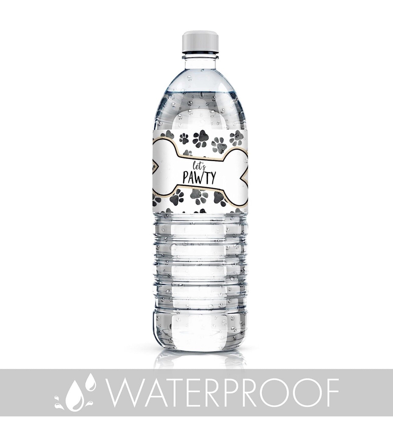 Puppy Dog Birthday Party Water Bottle Labels, 24 Stickers