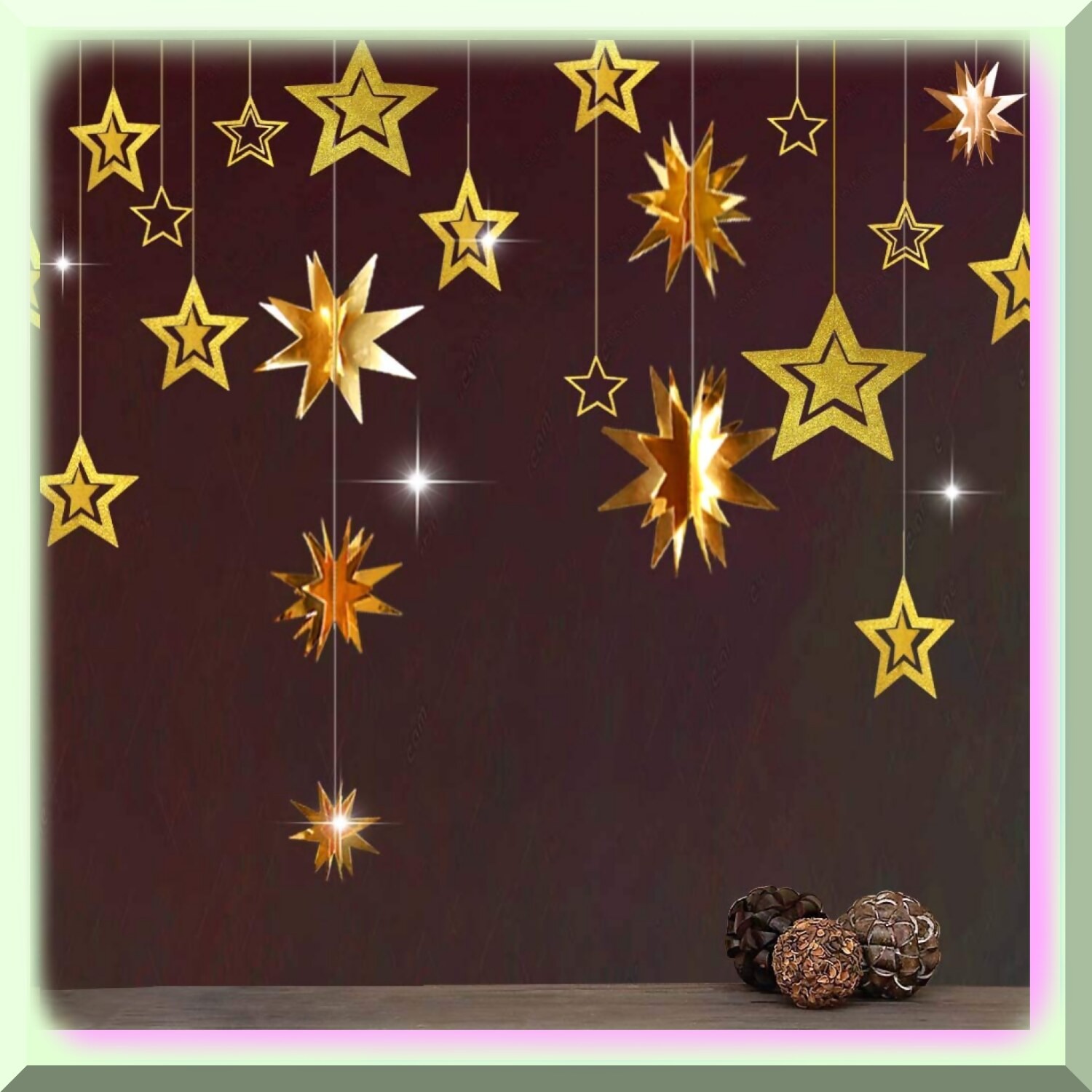 Starry Night Glittery 3D Hanging Star Decorations
