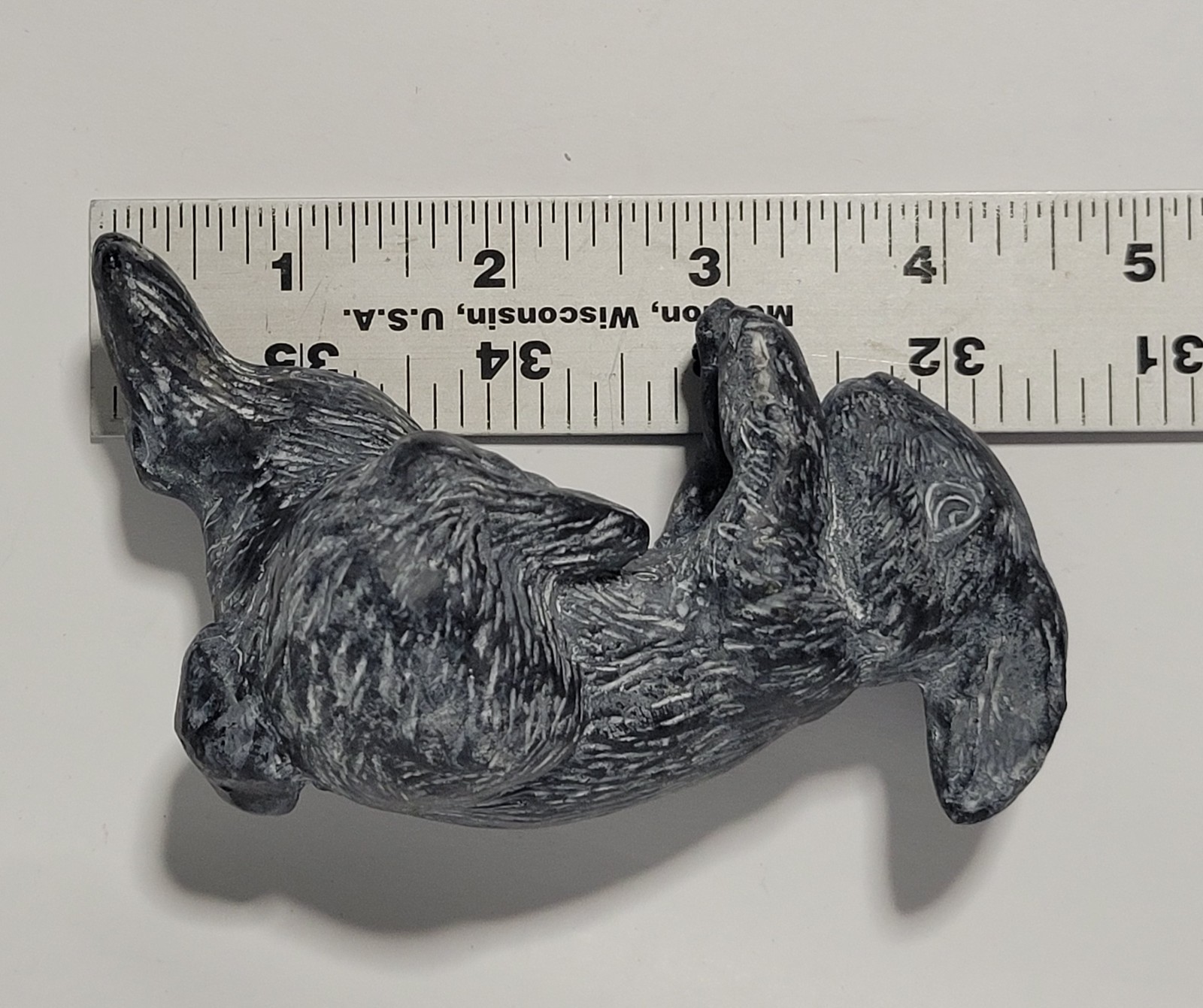 VTG Hen-Feathers Co Bunny Rabbit Pot Hanger Planter Sitter Bonded Marble Grey