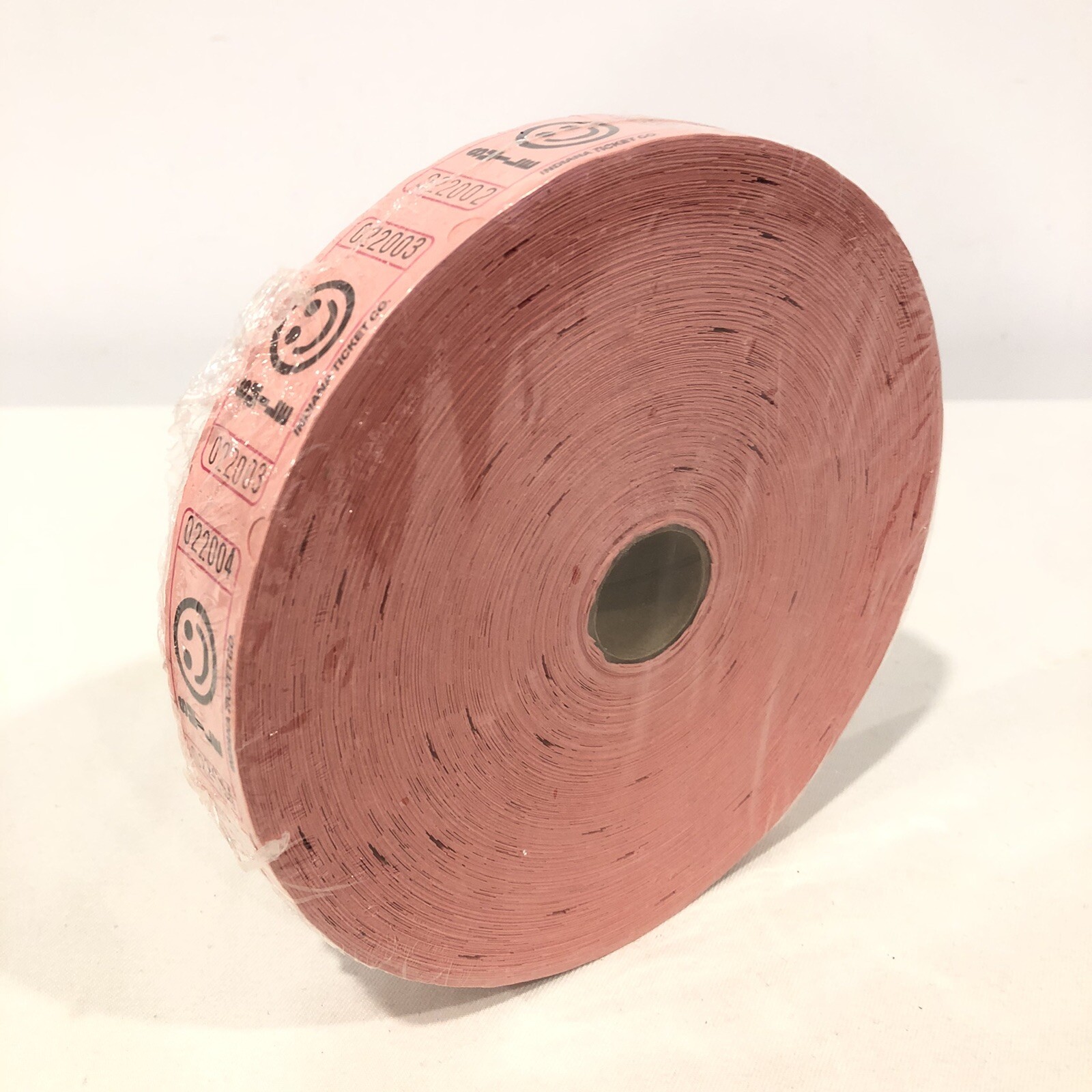 2000 PINK ADMIT ONE SMILEY FACE SINGLE STUB RAFFLE TICKETS INDIANA TICKET CO.
