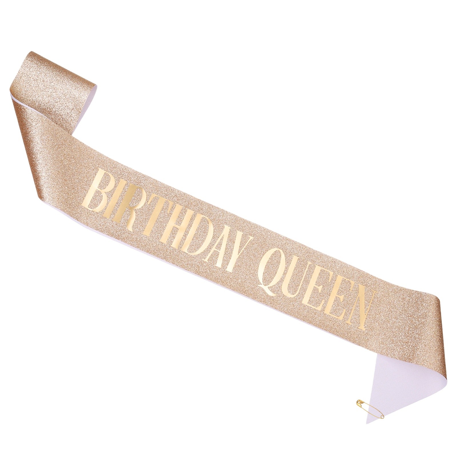 1-Pack Birthday Sash, Sequined Fabric Birthday Gifts [Rose Gold]