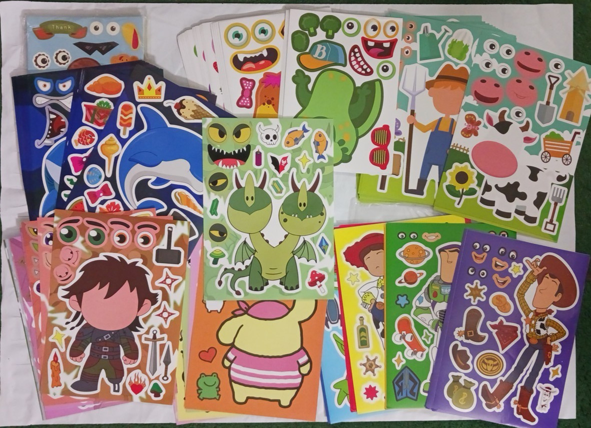Stickers. 147 sticker sheets. farm animals, toy story, sharks + more. kids party