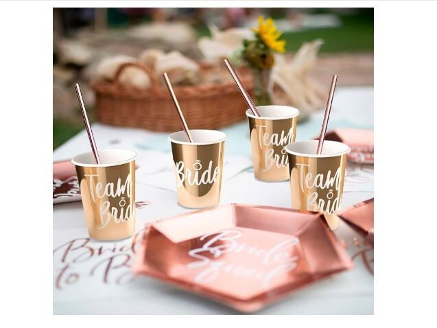 Team Bride Bachelorette Party Cups in Metallic Gold, 15 Count