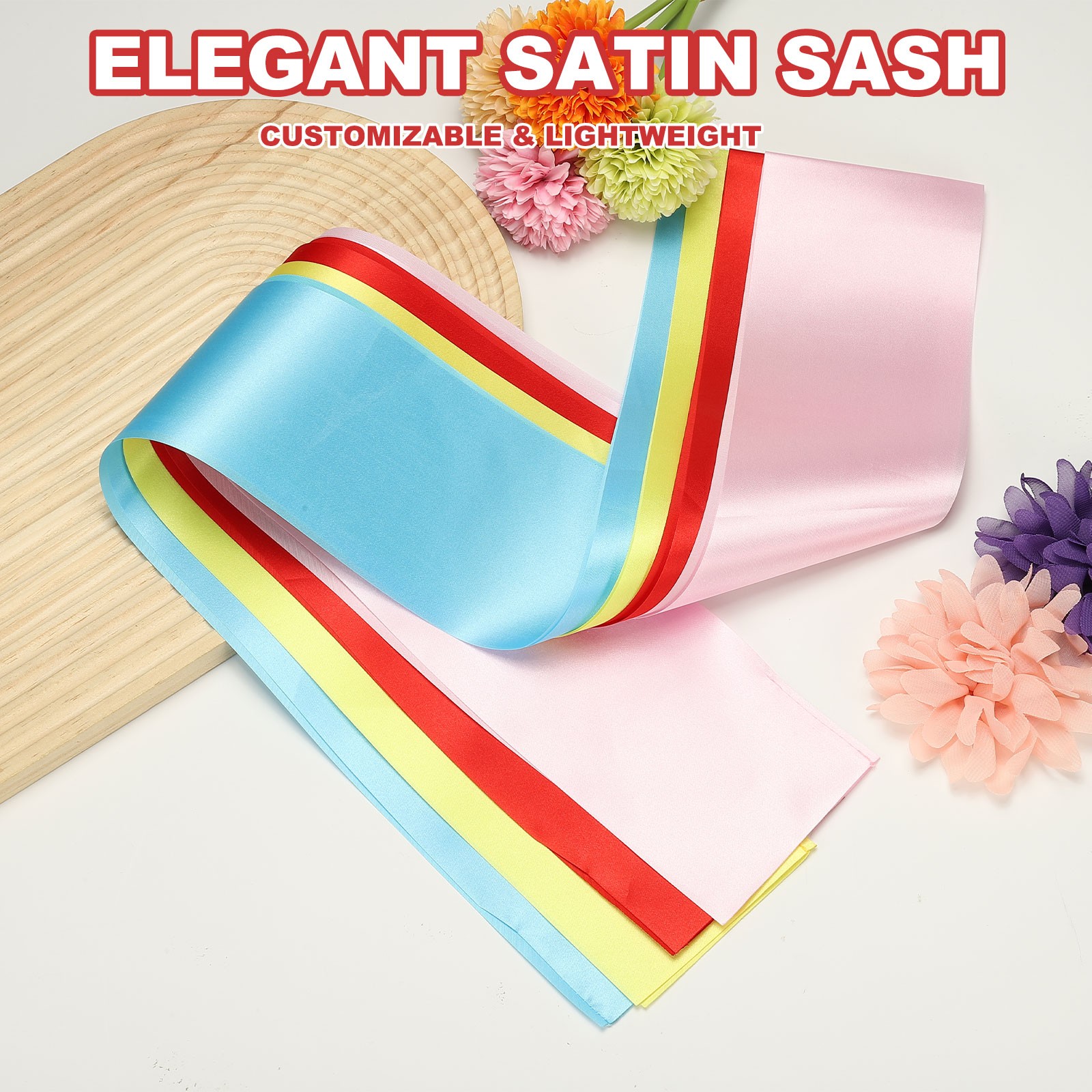 Satin Sash, Blank Sash Pageant Ribbon for Party 8 Pack & Black/Silver/Gold/White