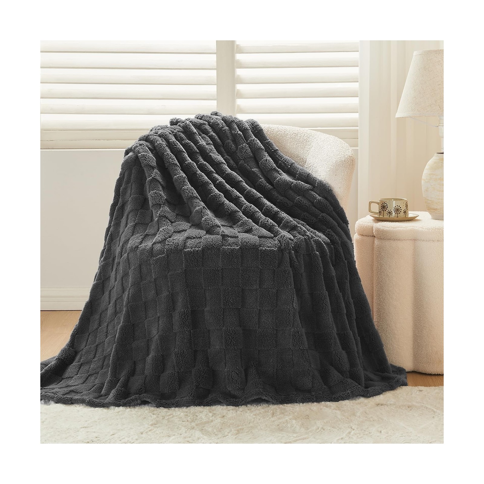 NEWCOSPLAY Super Soft Twin Blanket Dark Grey Premium Silky Flannel … Fast Ship