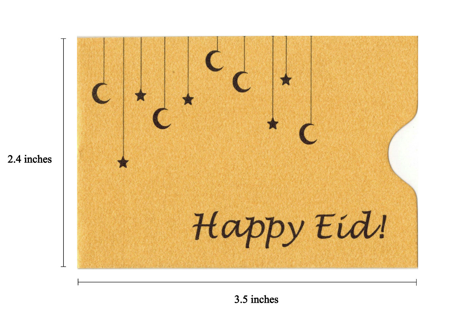 Happy Eid Golden Gift Card Sleeve Holder (2.4 x 3.5 inches,10 pack)
