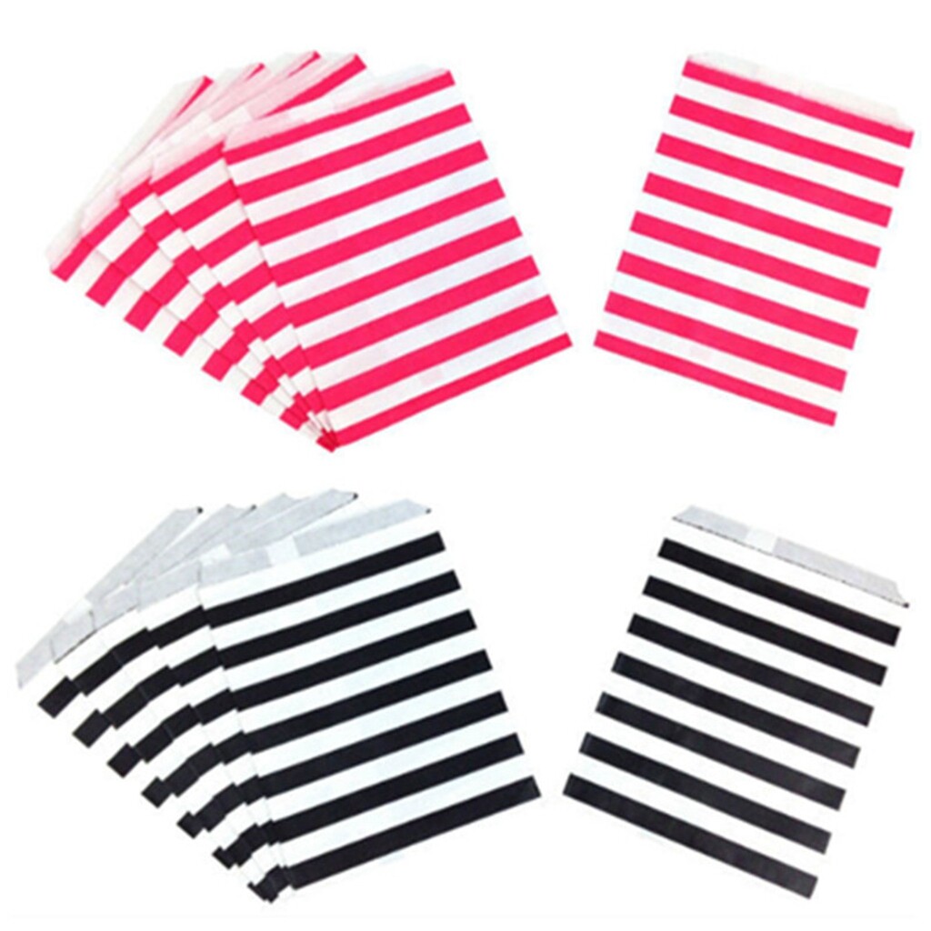 [JB] 100pcs Sweet Bag Paper Striped Candy Buffet Selection Wedding Party Gift