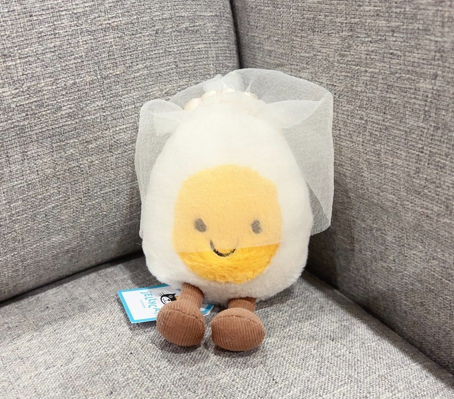 Soft Plush Toy 2Pcs Set Boiled Egg Bride and Groom Couple Plush Toys Gift