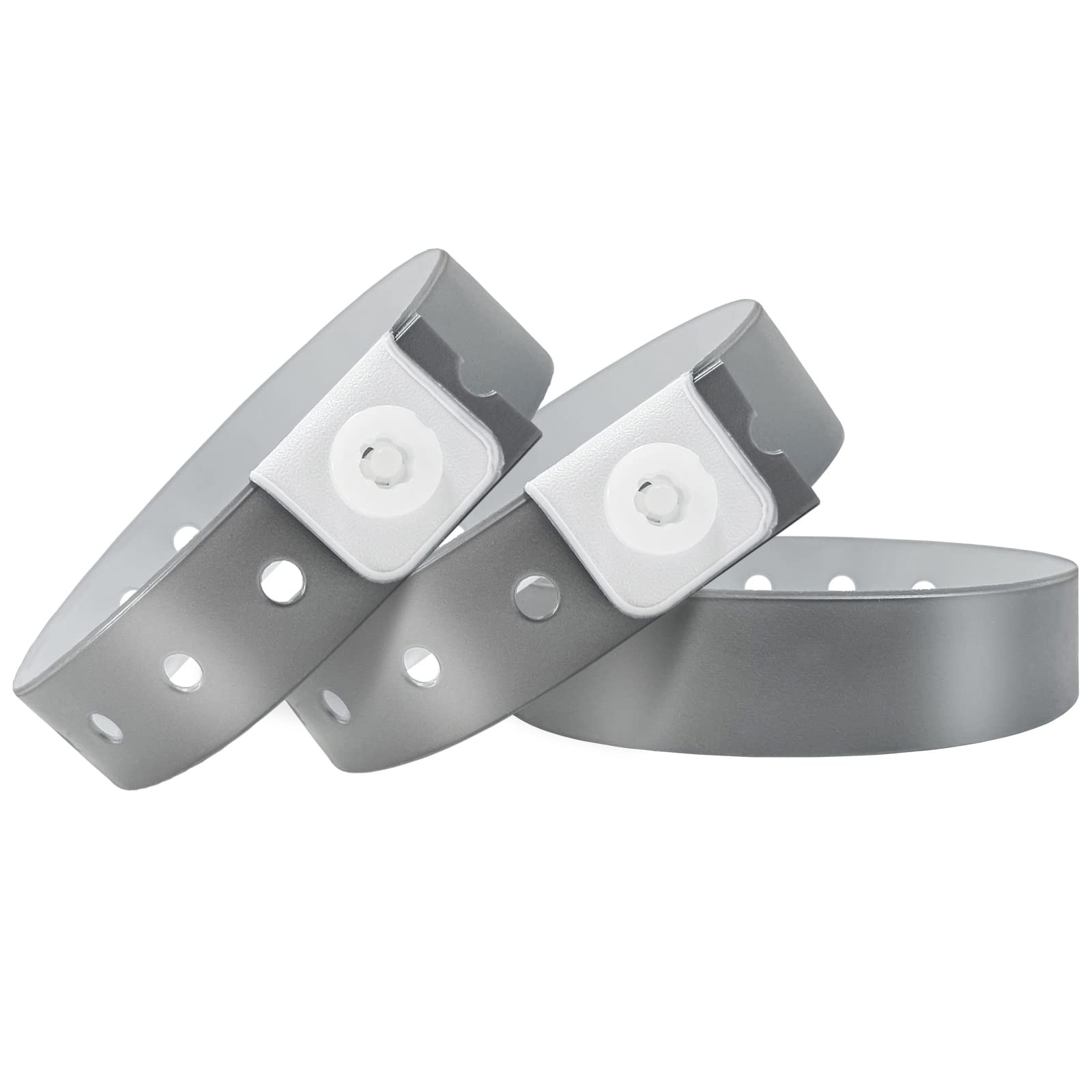 Plastic Party Silver Wristbands-100 Pack Colored Vinyl Wristbands for Events-