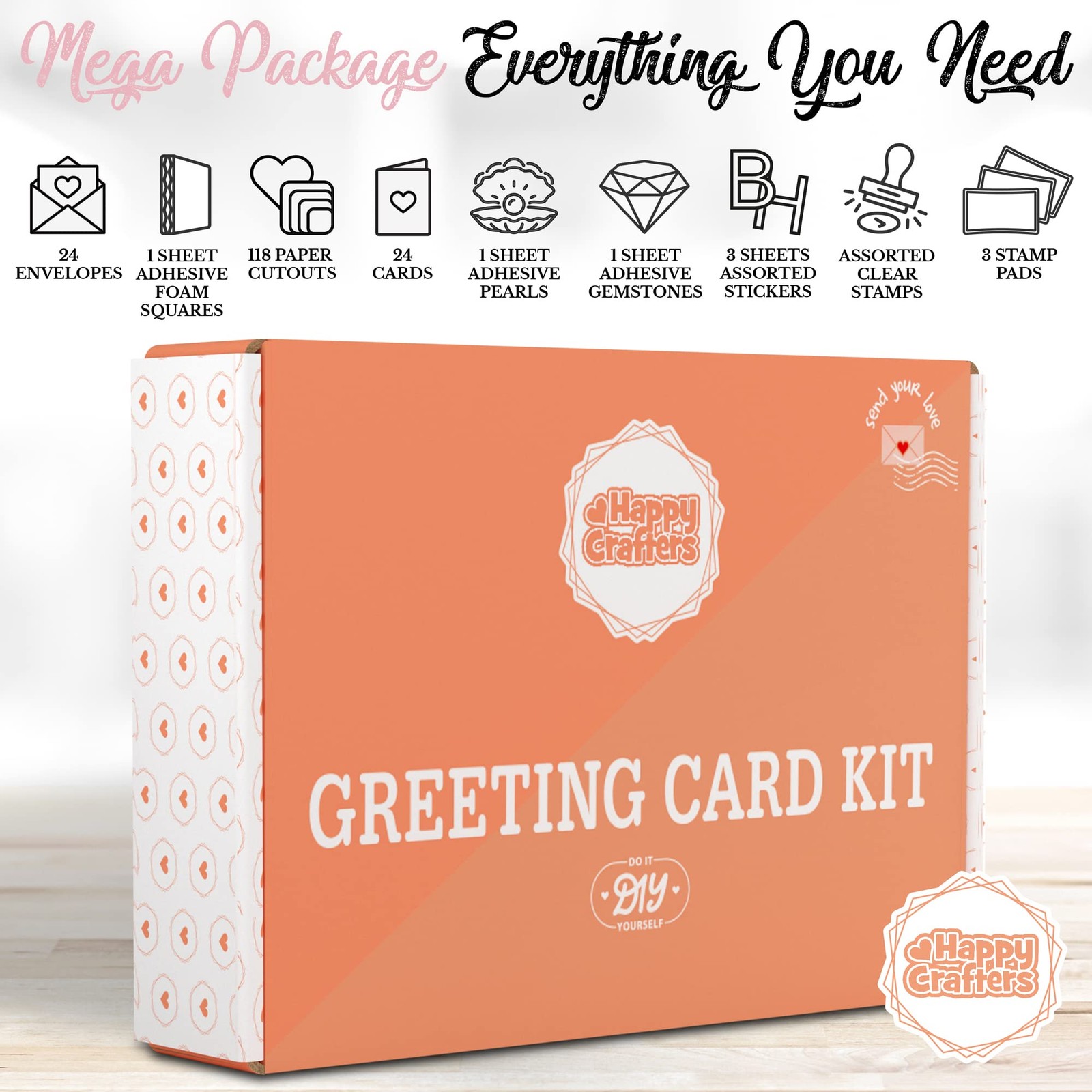 Card Making Kits For Adults And Kids- 24 Blank Greeting 5” x 7” inch, Clear