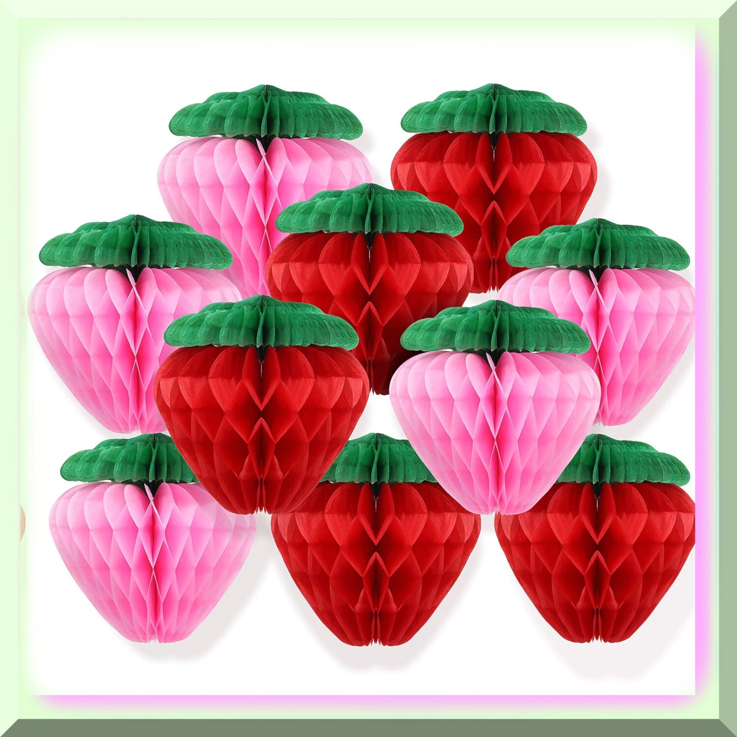 Strawberry Honeycomb Tissue Paper Balls 10 Pack