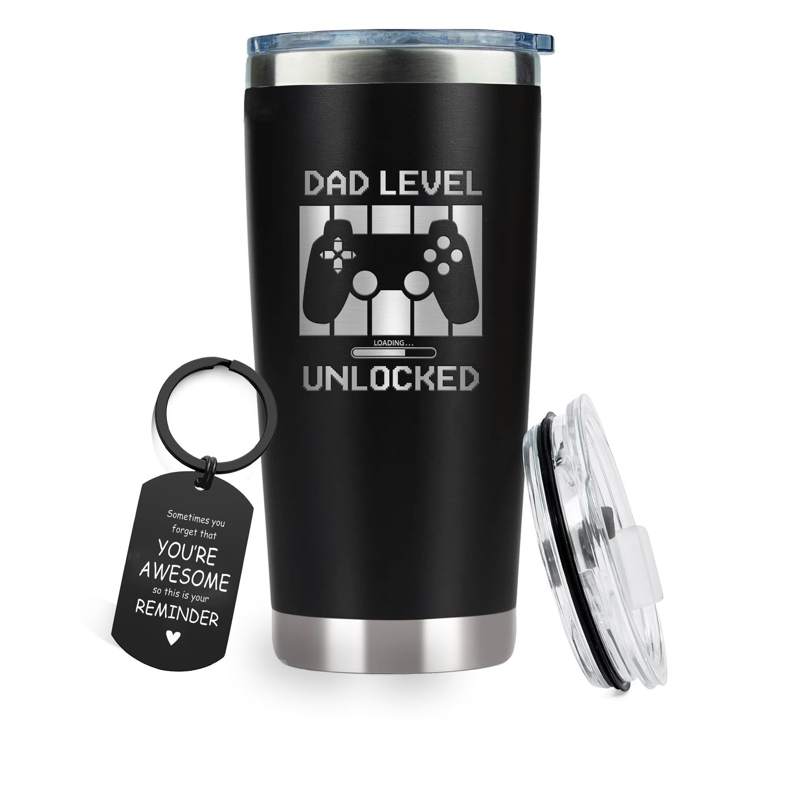 Dad Level Unlocked Tumbler 20 oz – New Dad Gifts First Time – Promoted To Dad…