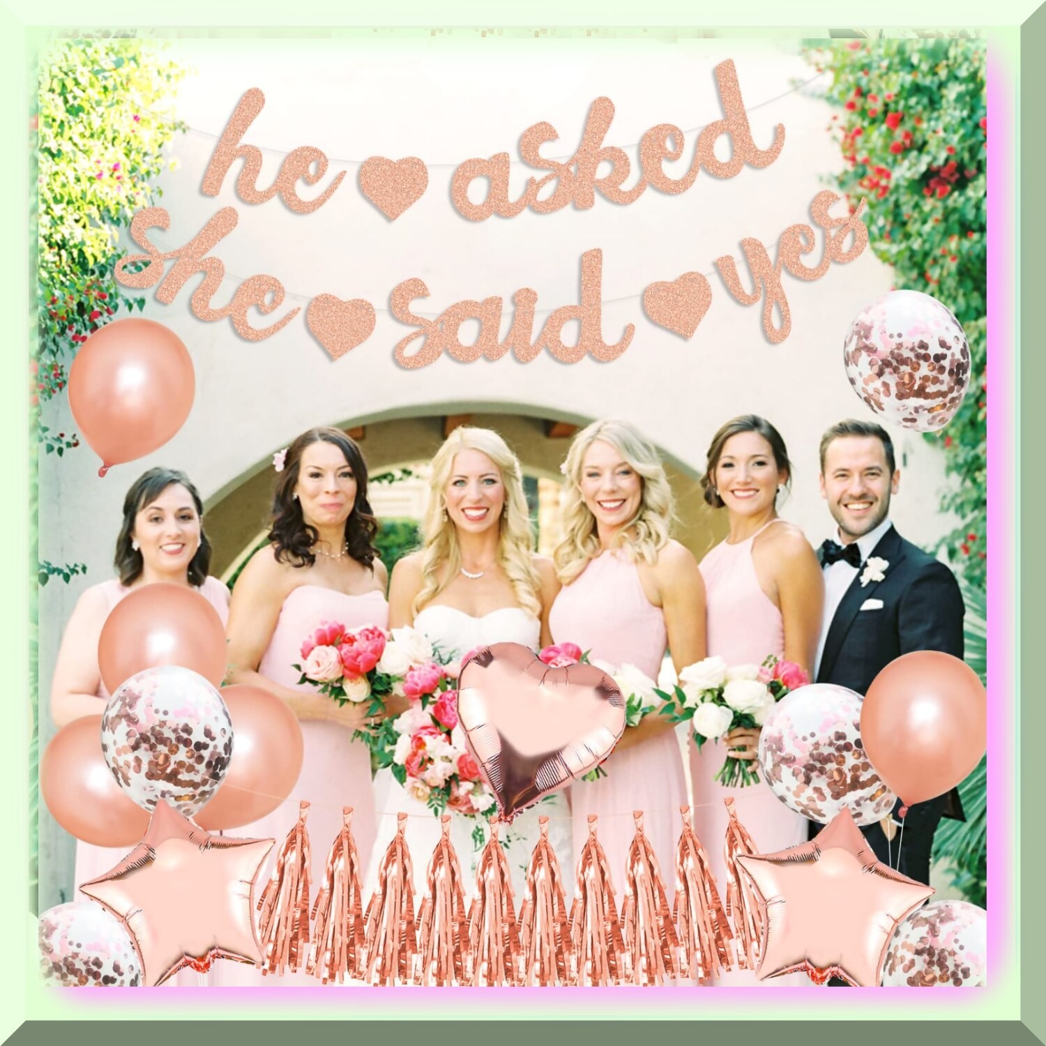 Rose Gold Celebration Kit with Banner and Balloons