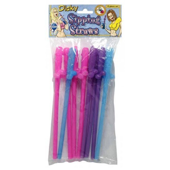 PIPEDREAM DICKY SIPPING STRAWS – 10 PACK MULTICOLOR