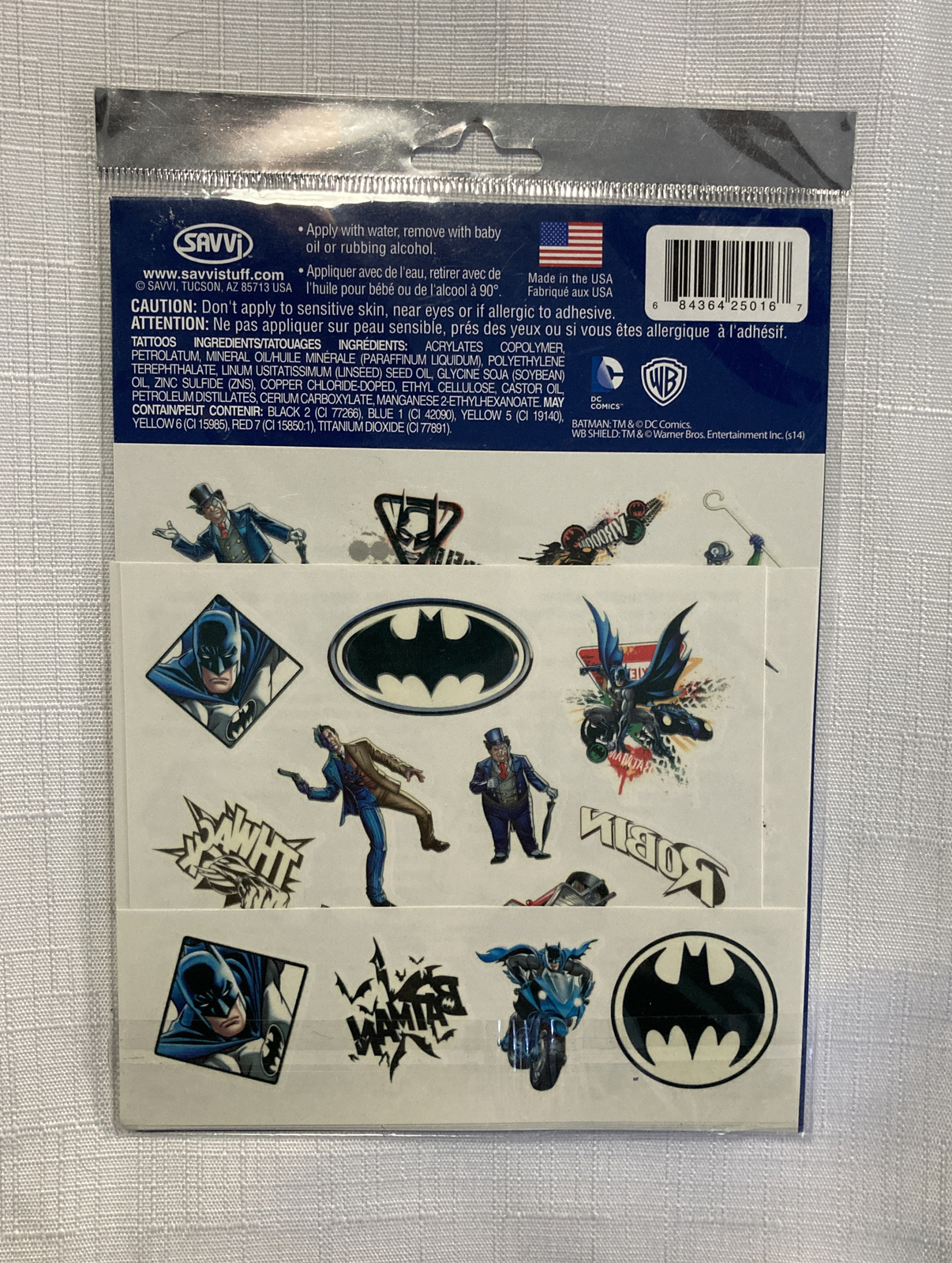 BRAND NEW Batman 50 Glow Temporary Tattoos Halloween Factory Sealed Made In USA
