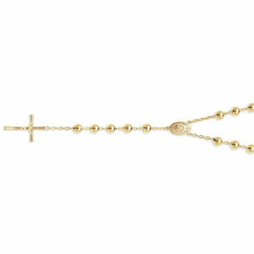 Rosary Beads Yellow Gold Necklace 24″ Tested Catholic Religion 52 Grams
