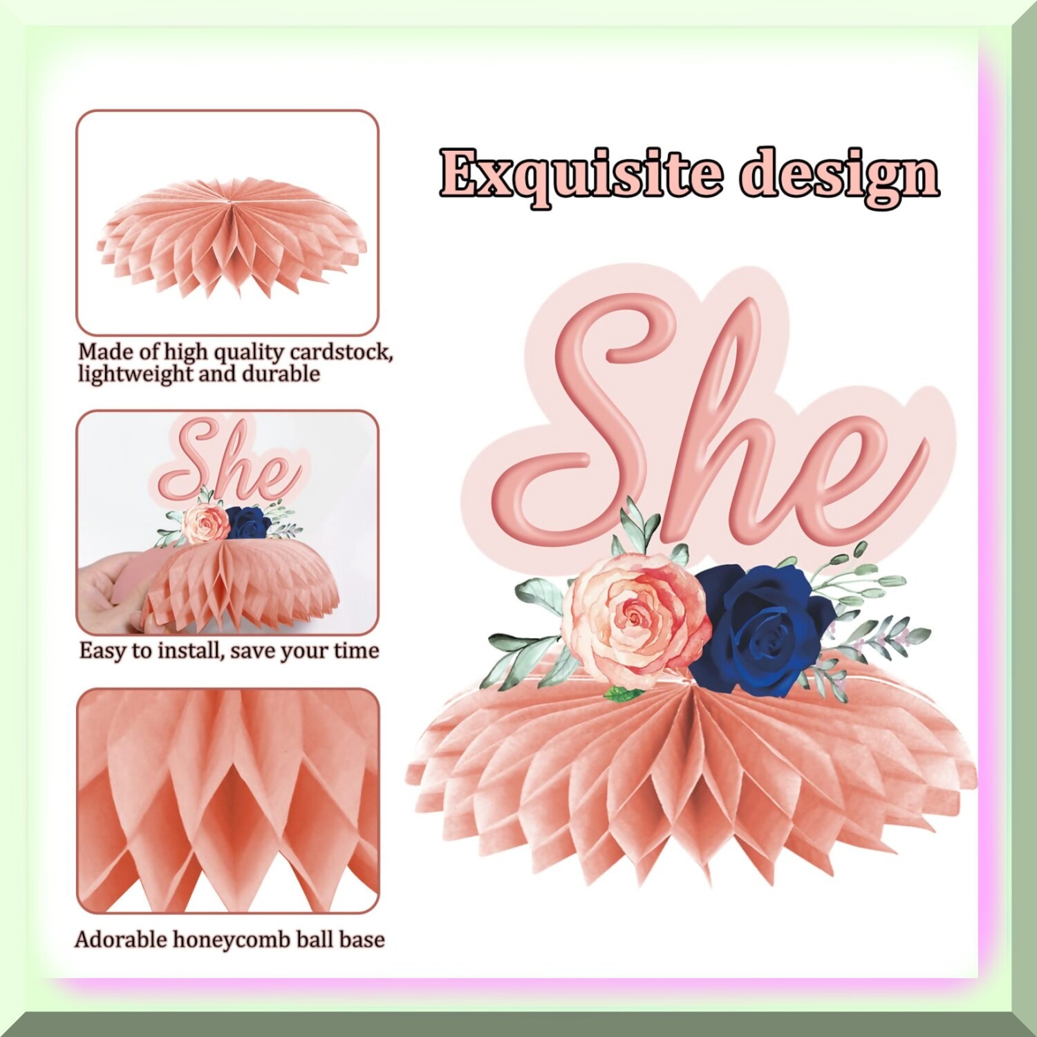Honeycomb Gender Reveal Table Toppers 12 Pieces