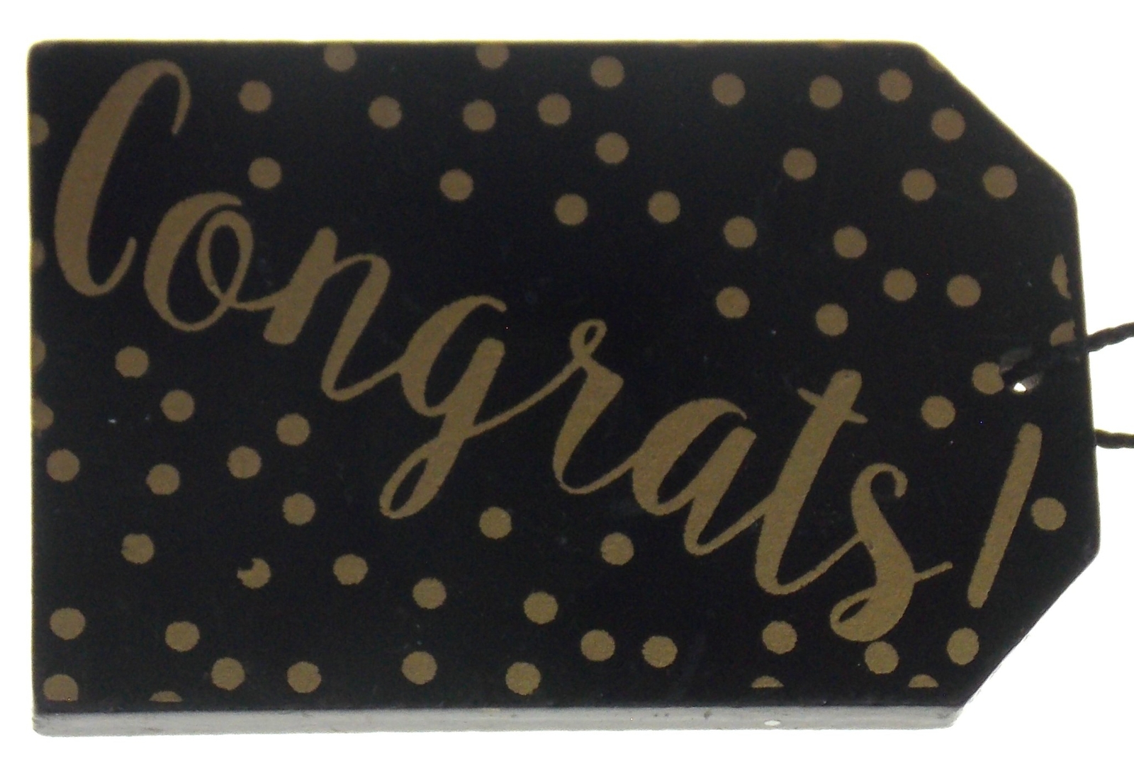Congrats Black Gold Wood Hang Tags Gift Party Ornament Graduation Lot Decoration