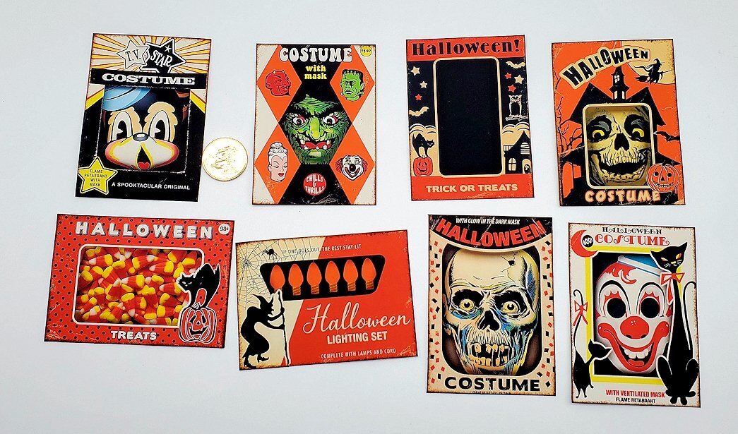 8-Halloween-Retro-Mid Century-Party-Junk Journal-Linen Cardstock-Labels-Stickers