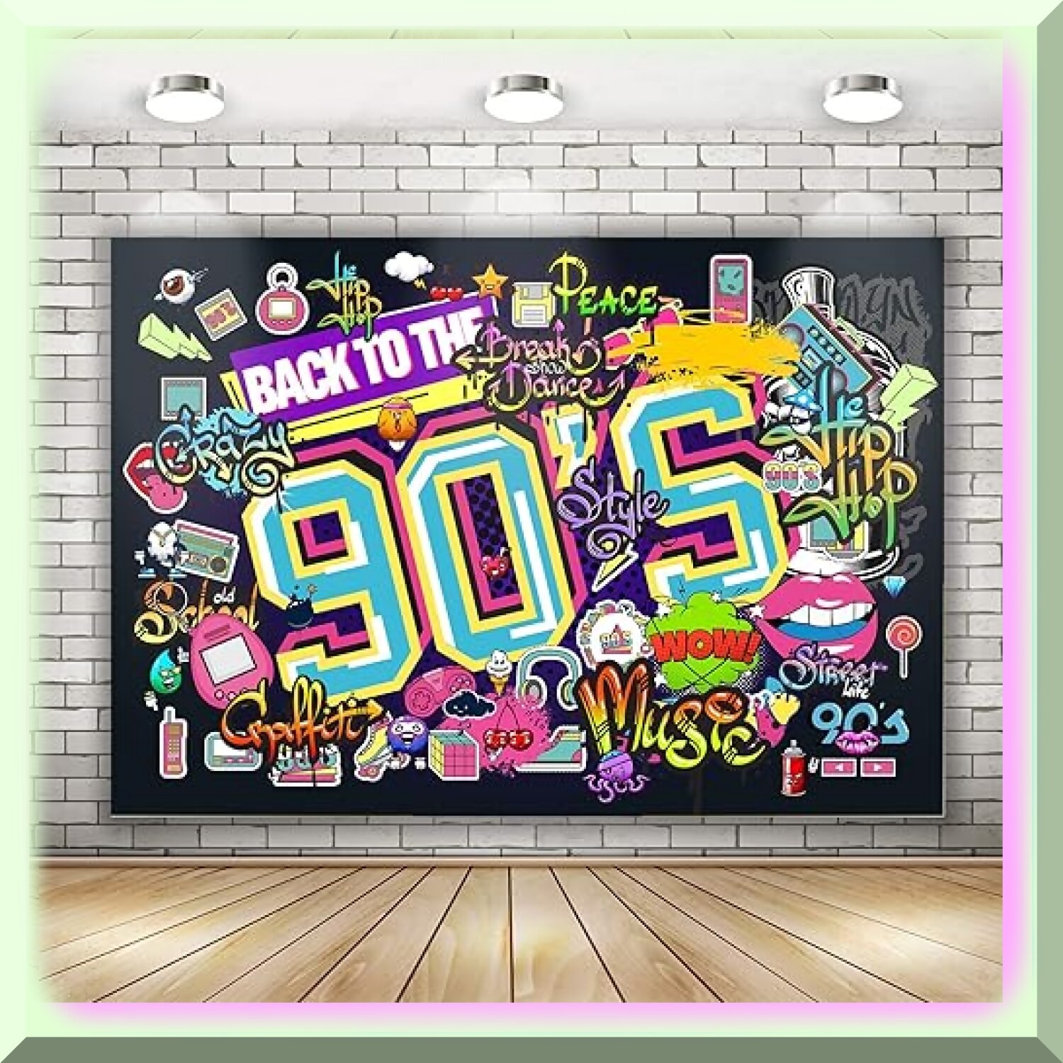 Retro 90s Graffiti Scene Backdrop