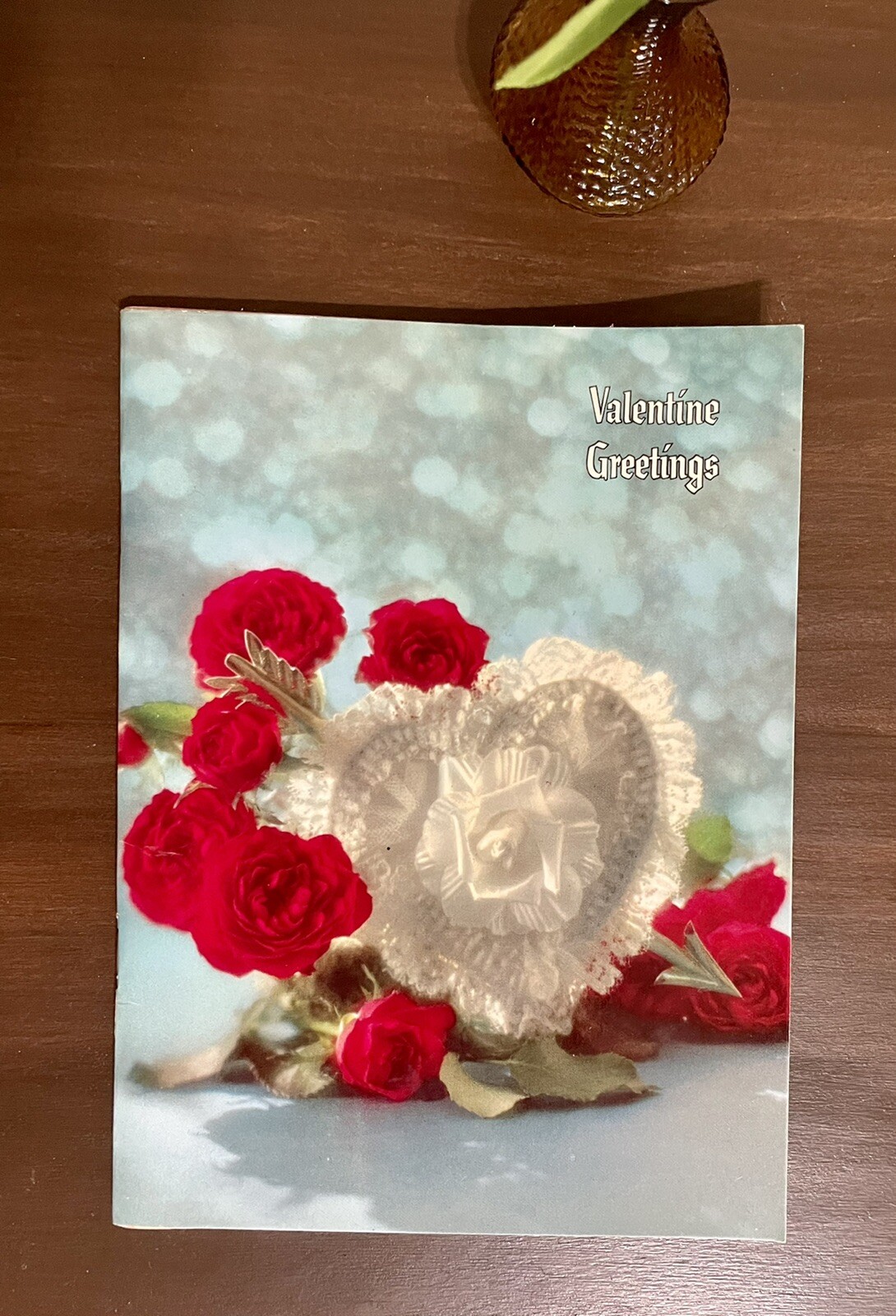 1966 VALENTINES GREETINGS POEM BOOKLET ON LINEN IN BEAUTIFUL, CLASSIC STYLE