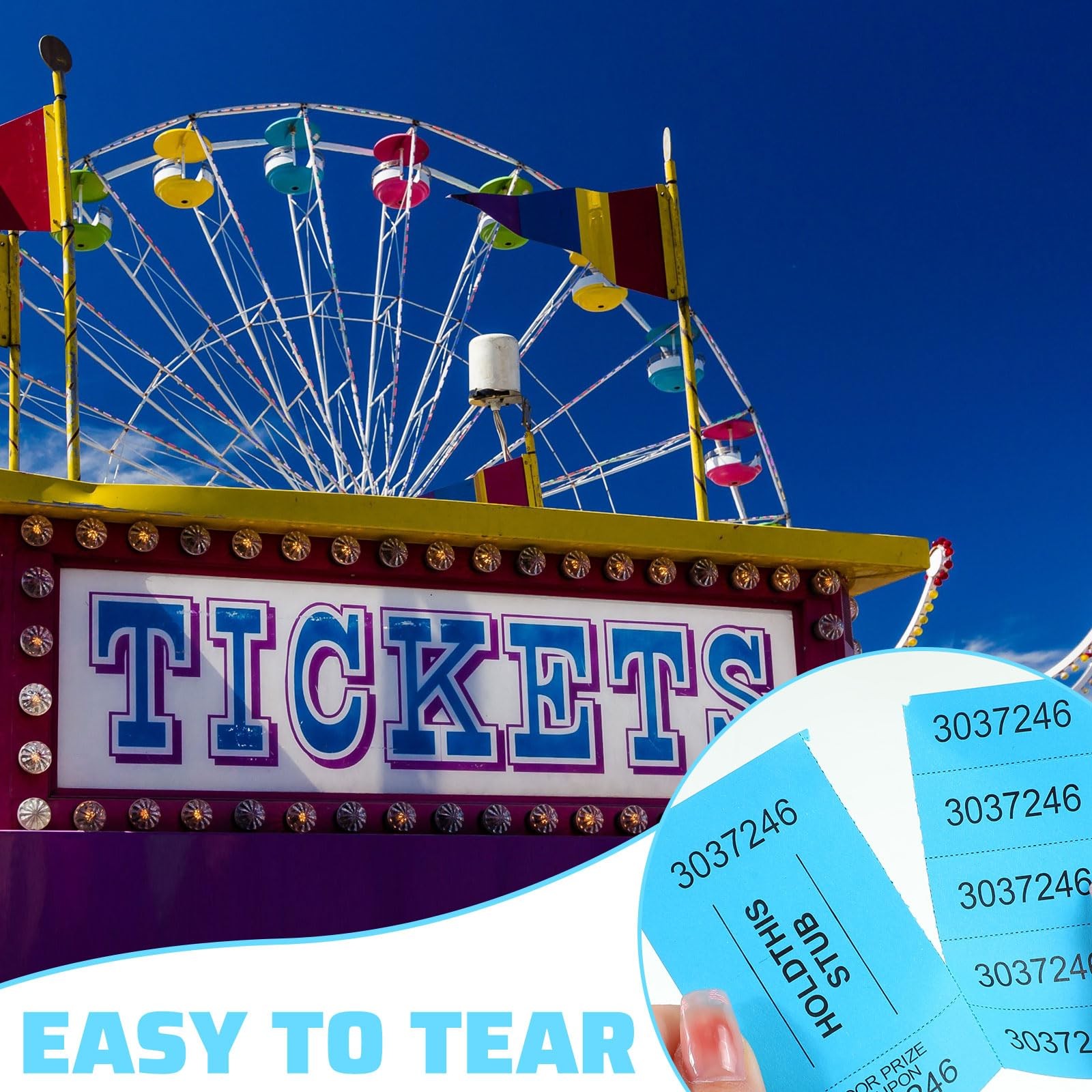 504 Sheet 5 Bid Raffle Ticket Different Number Chinese Auction Lake Blue