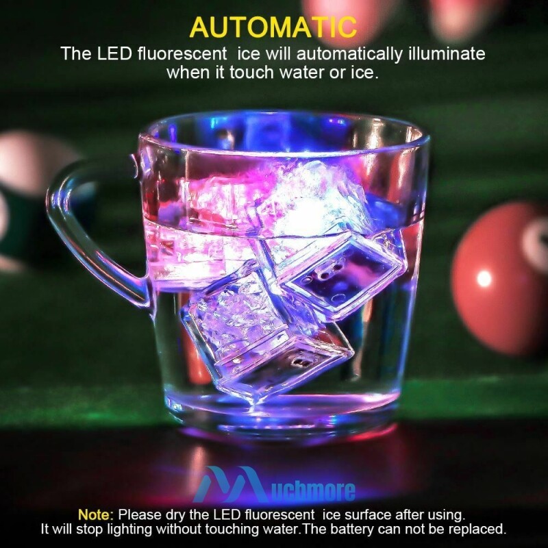 20Pcs Multi Color Flash LED Ice Cube Water-Activated Flashing Blinking Glowing