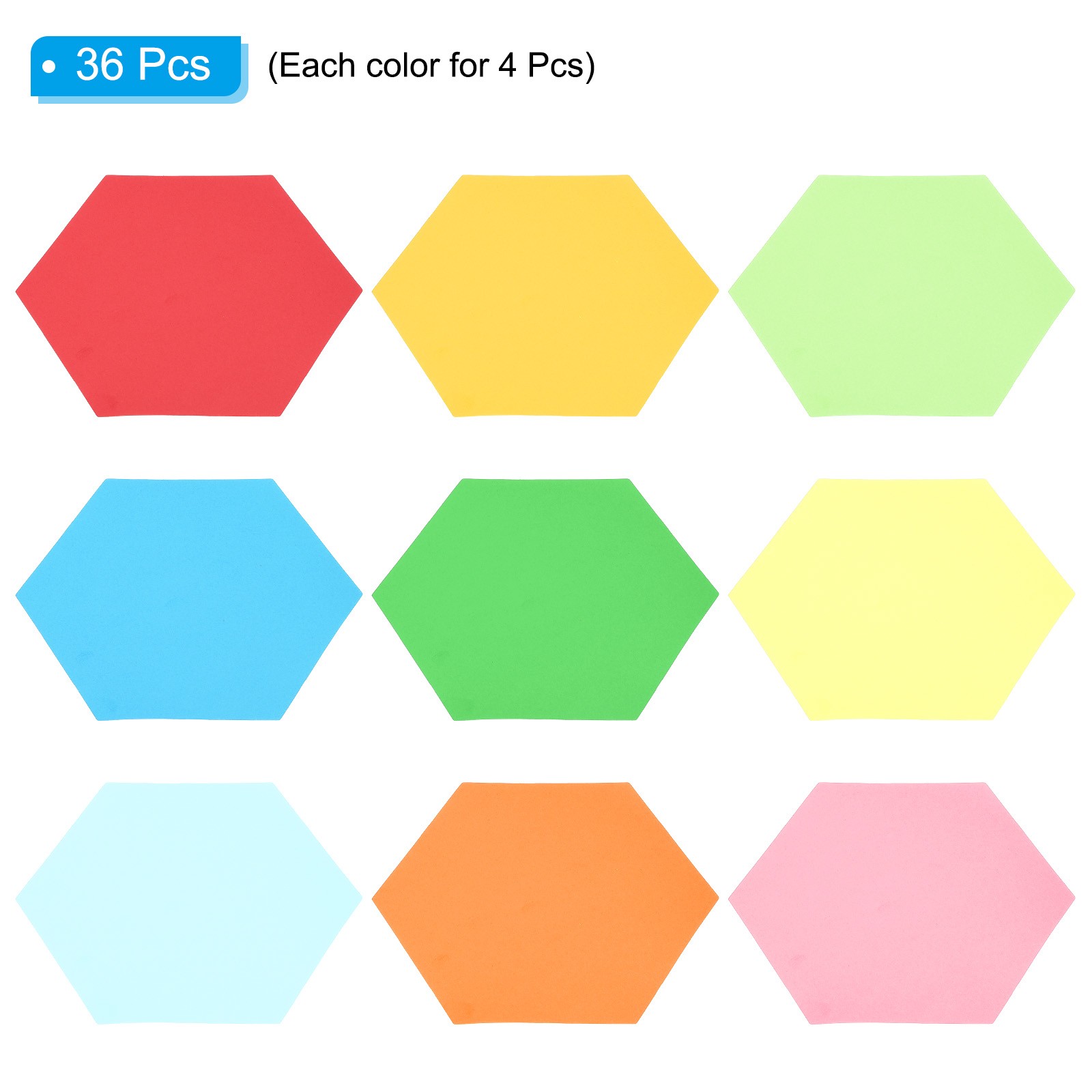 5.1×6″Cutouts Paper, 36Pcs Hexagon Assorted Color Paper, Multicolor