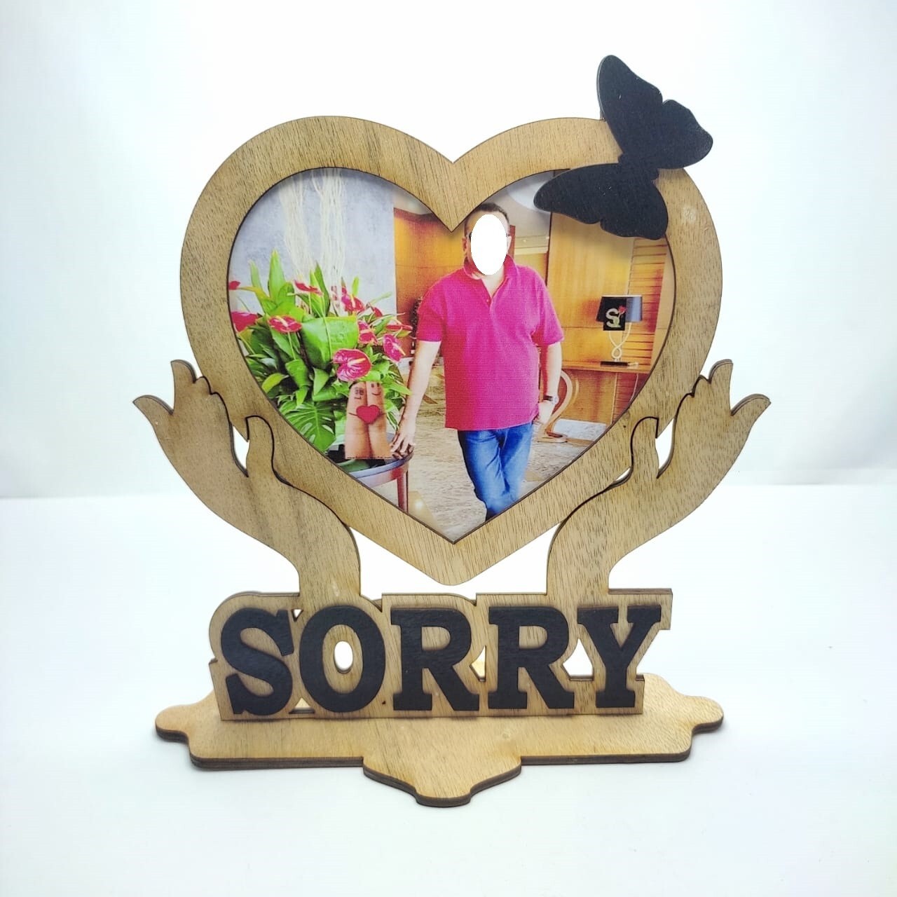 Customised Wooden Sorry Heart Gift With Your Photo