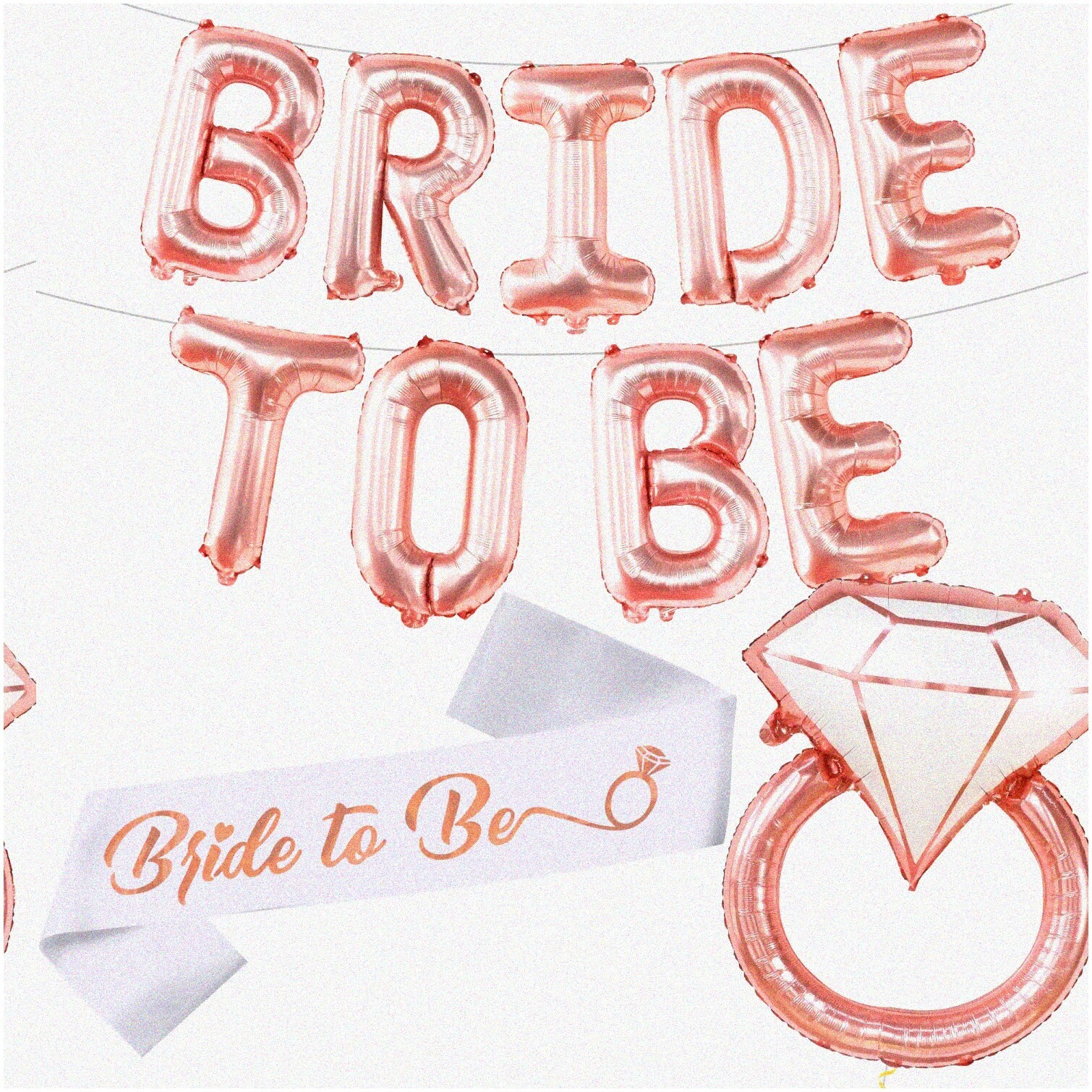 11-Piece Blushing Bride Balloon Set in Rose Gold