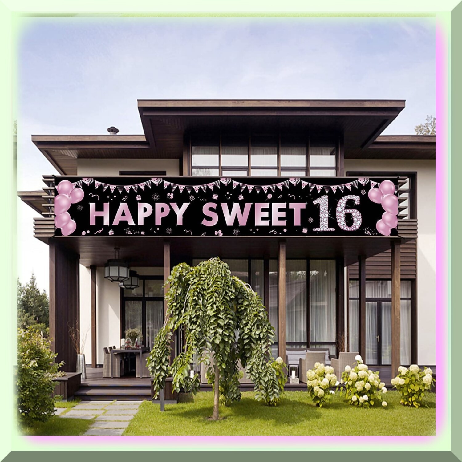 Sweet Sixteen Outdoor Celebration Banner Purple 10ft