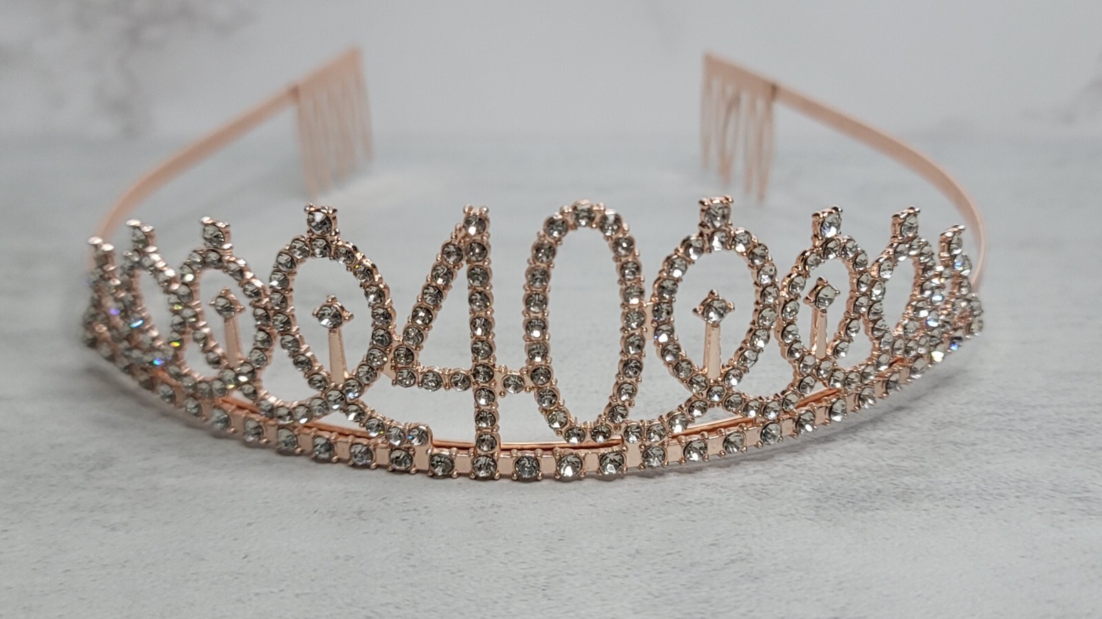 Rose Gold Silver 40th Birthday Tiara Gift Rhinestone Crown Headband 40 Bling