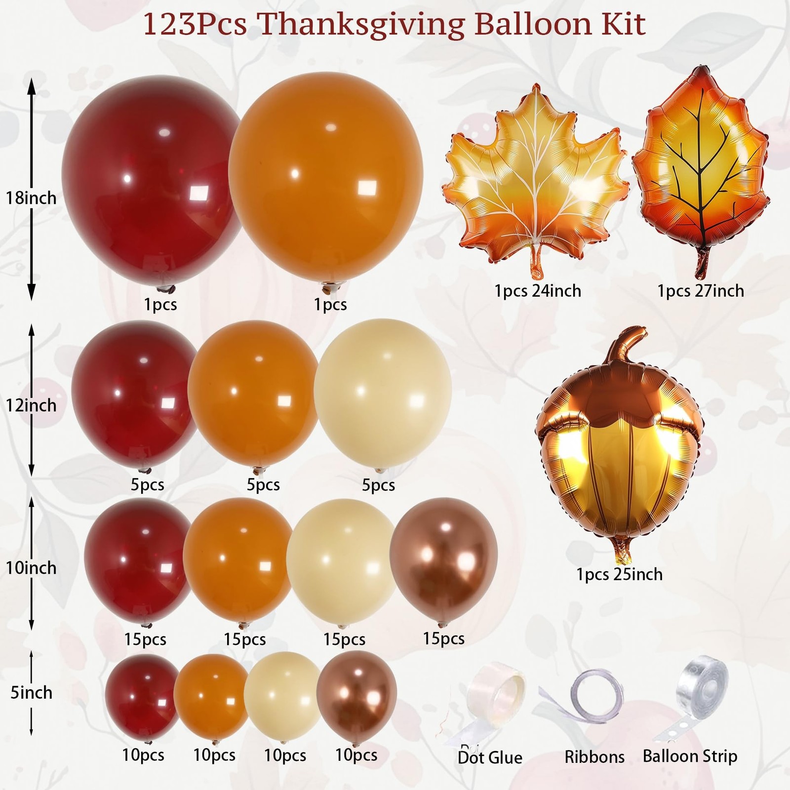 123Pcs Fall Balloon Garland Arch Kit, Burgundy, Orange, Nude, Metallic Rose G…
