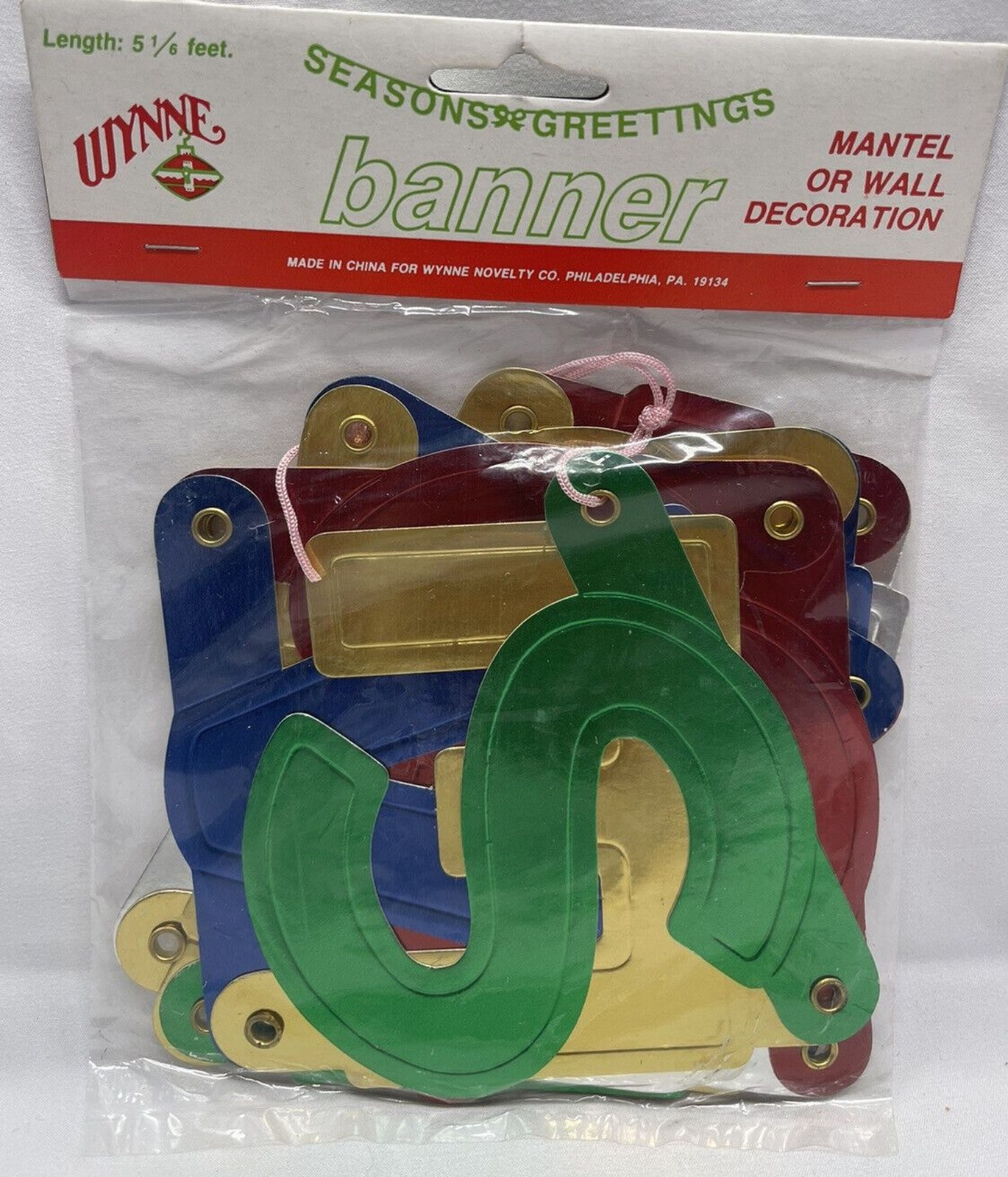 Wynne Seasons & Greetings Banner Vintage Paper Art Wall Decor 5 1/6 Feet NEW