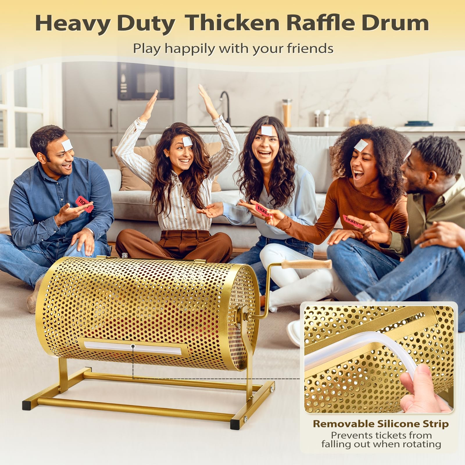 Raffle Drum, Heavy Duty Raffle Ticket Spinner Cage with Wooden Silent Design …
