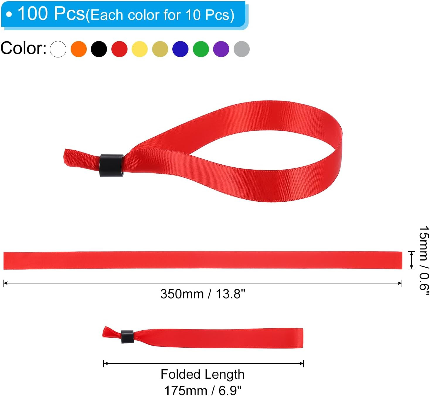 Disposable Cloth Wristbands for Events, 100 Pcs Adjustable Cloth Event Wristband
