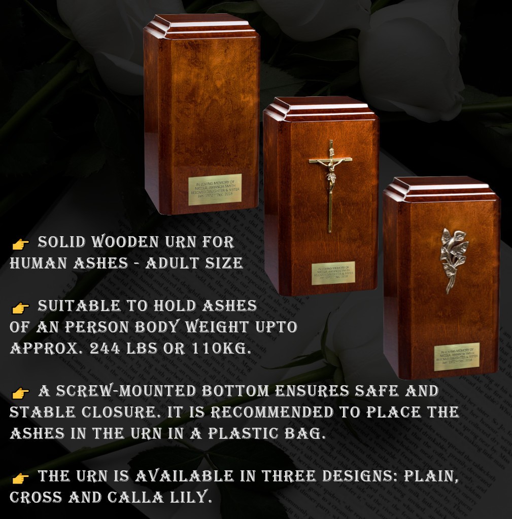Italian Wooden Cremation Urn for Adult Unique Memorial Funeral urn for Ashes