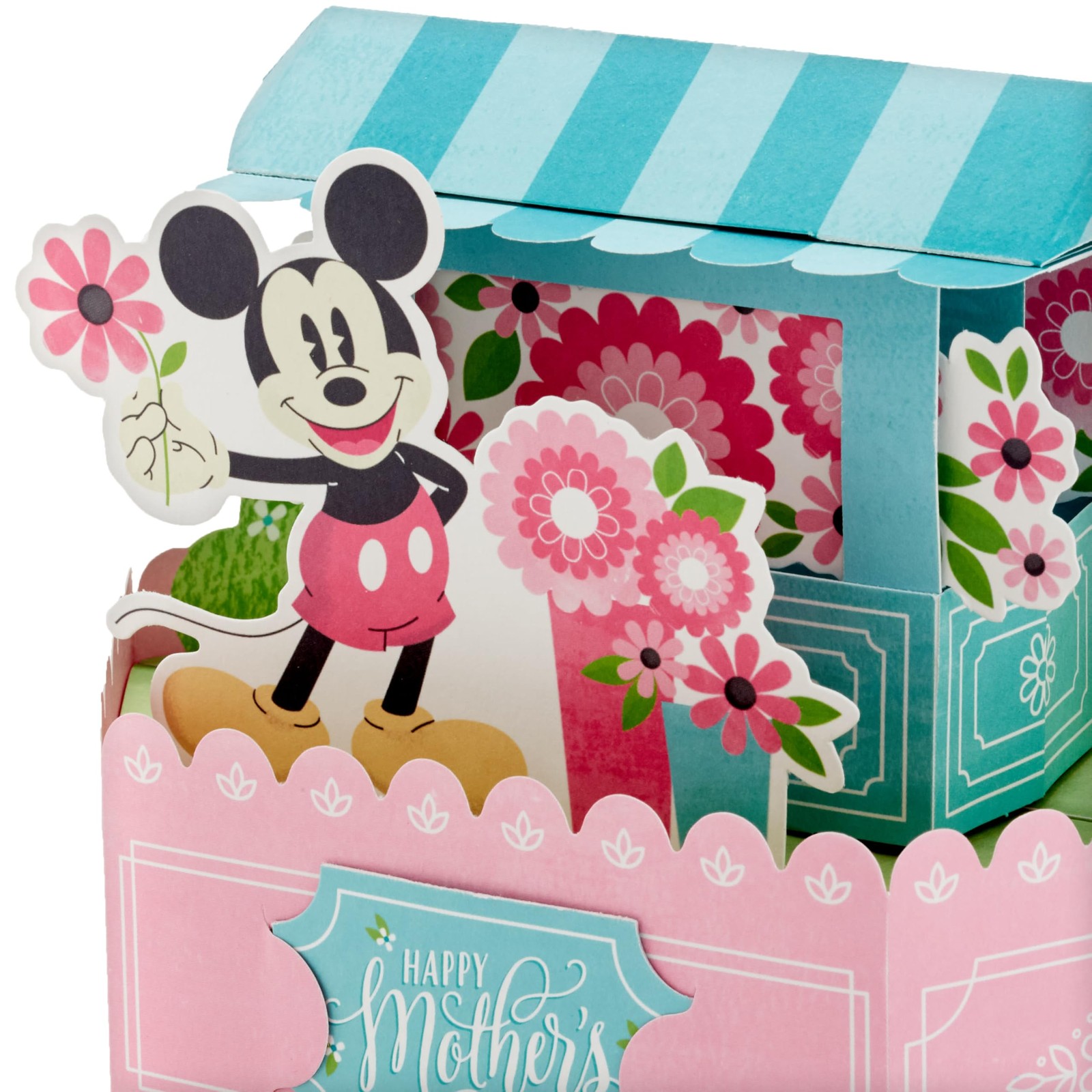 Hallmark Paper Wonder 9 x 6.25 inches, Pop Up Mickey Mouse Flower Cart