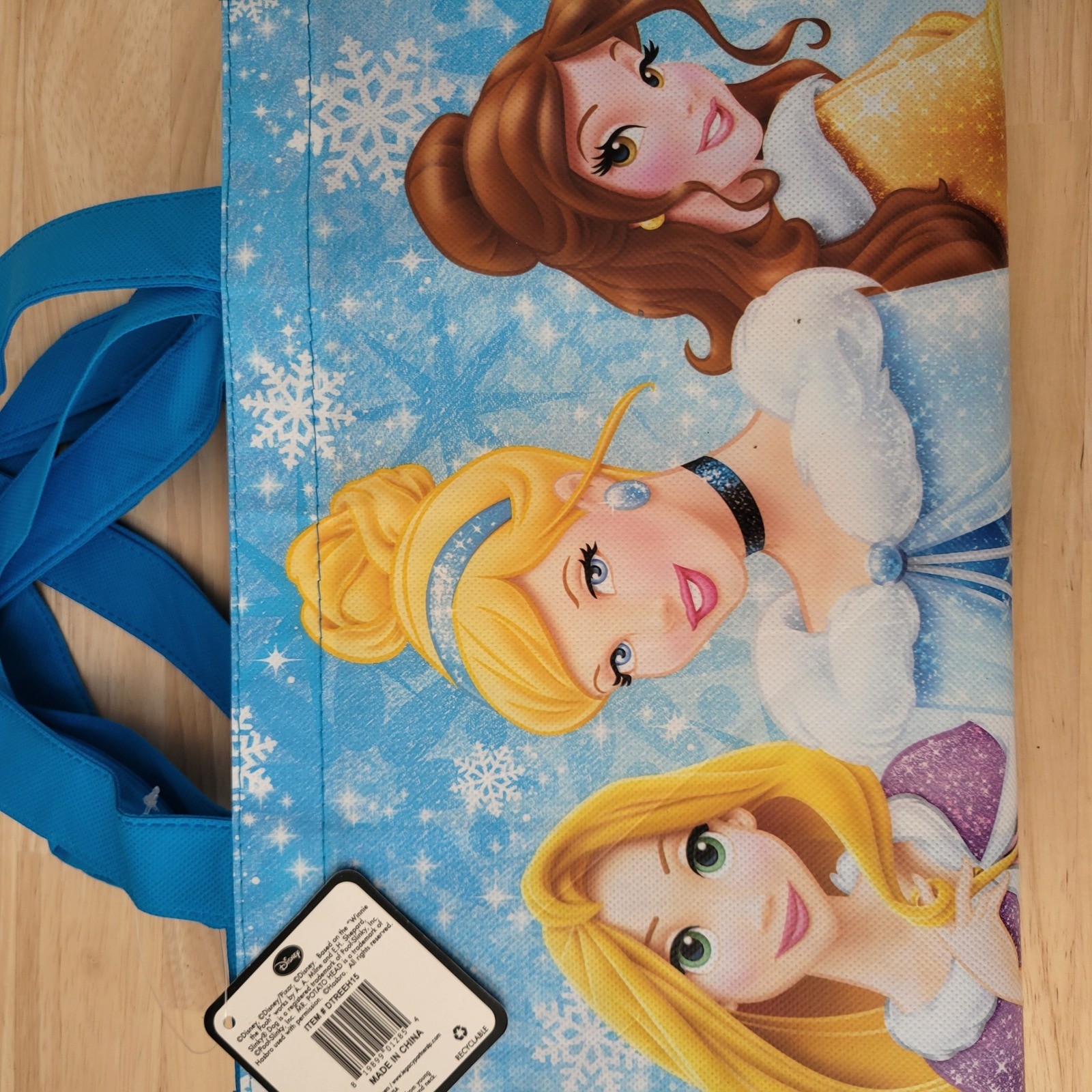 Disney Princess Reusable Shopping Bags Set-4 Cinderella Belle Rapunzel Snowflake