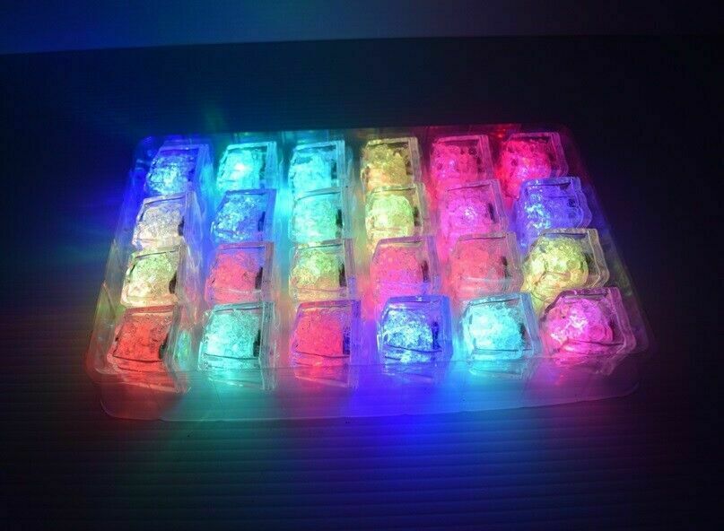 20x Waterproof Light Up Led Ice Cubes for Party Drinks Glowing Flashing Ice Cube