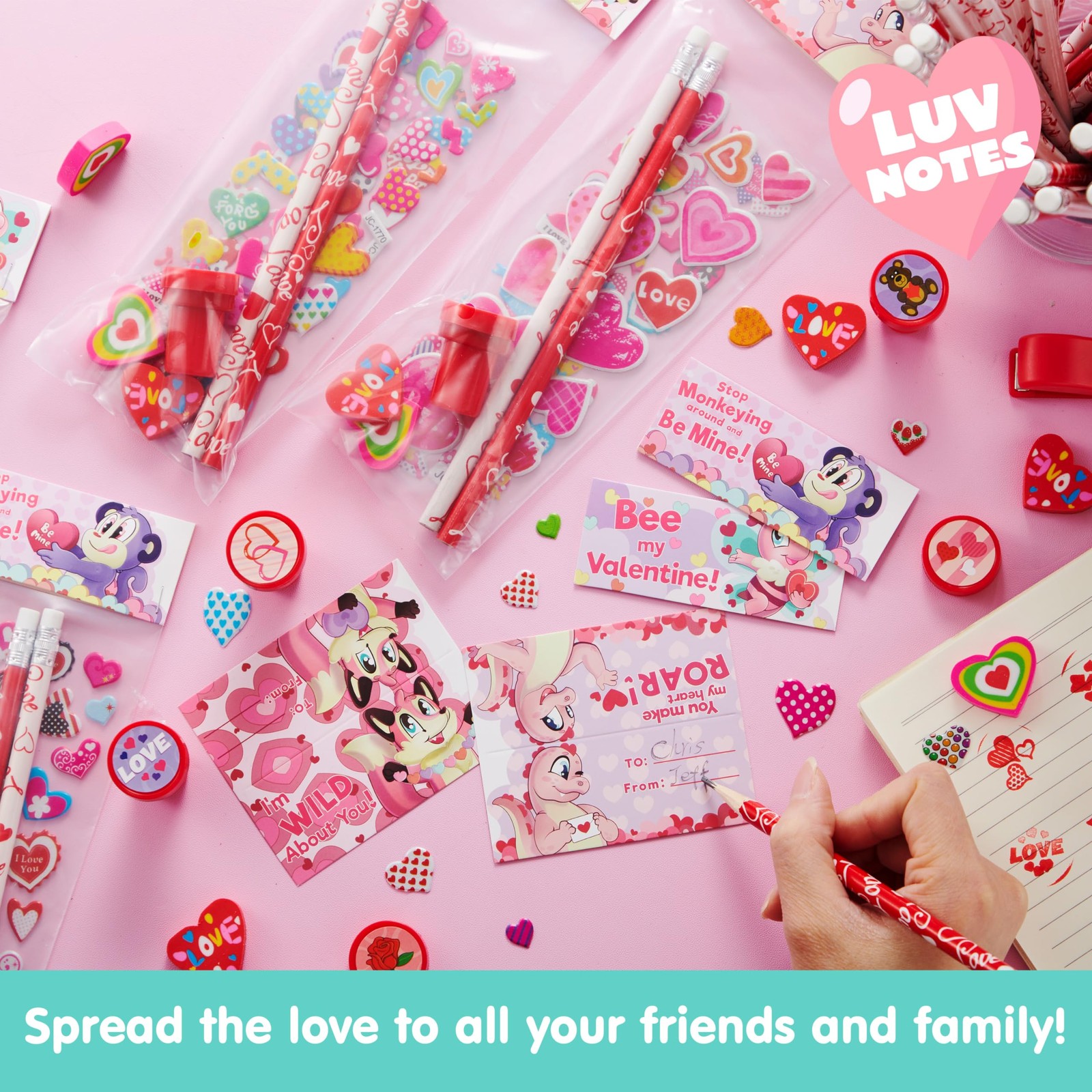 JOYIN 28 Packs/225pcs Valentines Day Stationery Kids Gift Medium, Multicolor