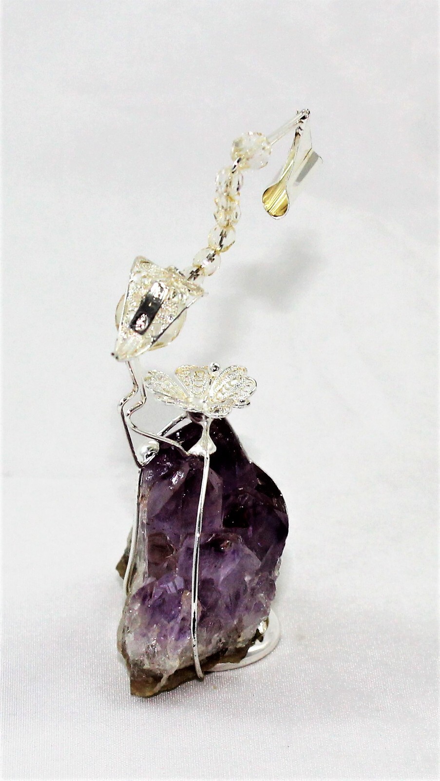 Set Of 6 Birth Baptism Favors Stork Silver And Amethyst Girl Boy
