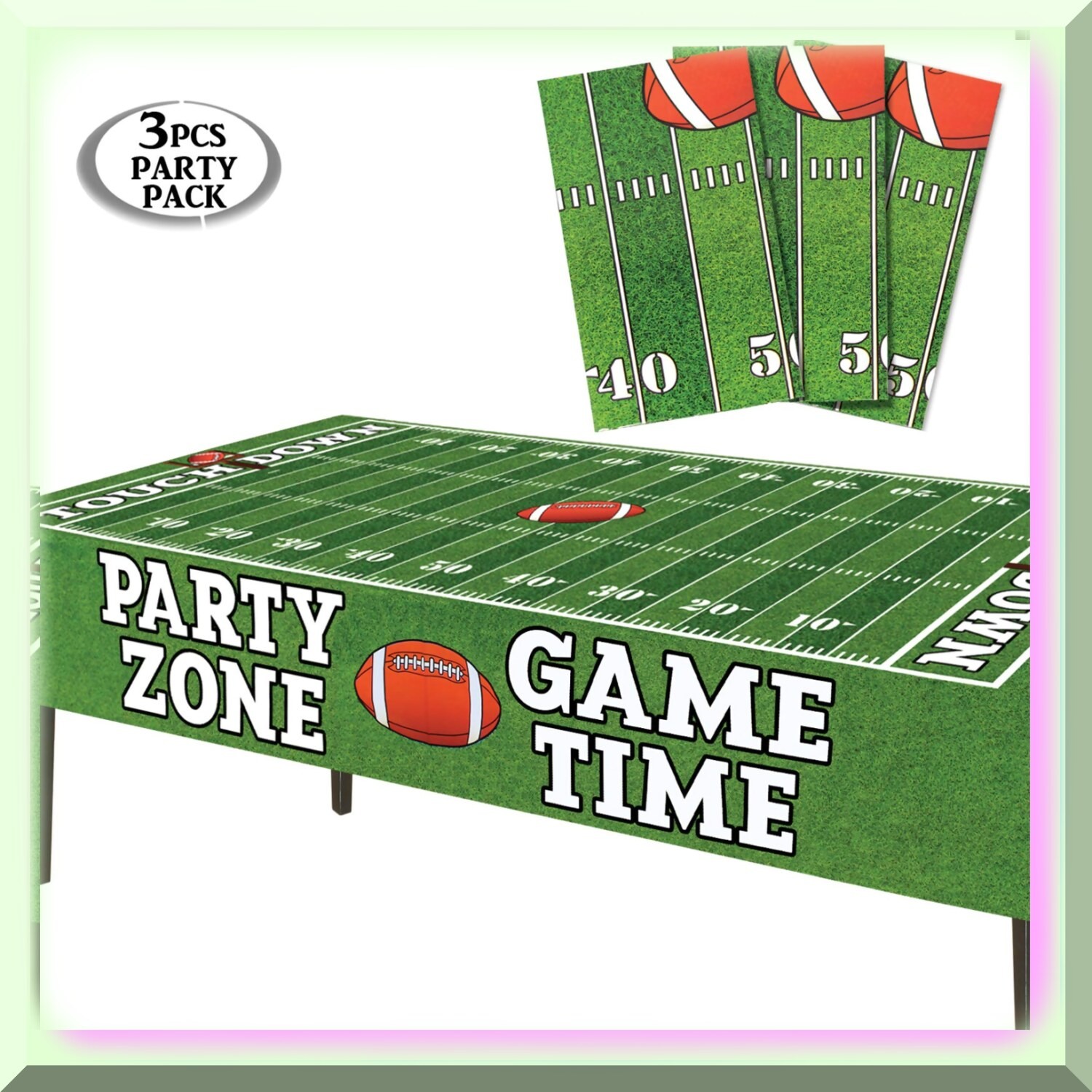 Football Field Tailgate Tablecloths 3 Pack