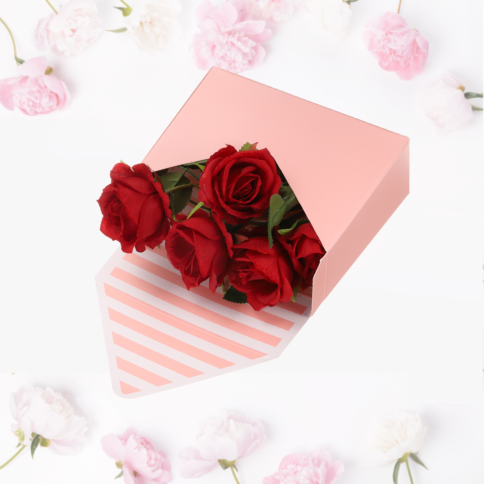 Paper Flower Gift Bags, 24 Pcs Paper Bouquet Flower Gift Bag, Pink and Black