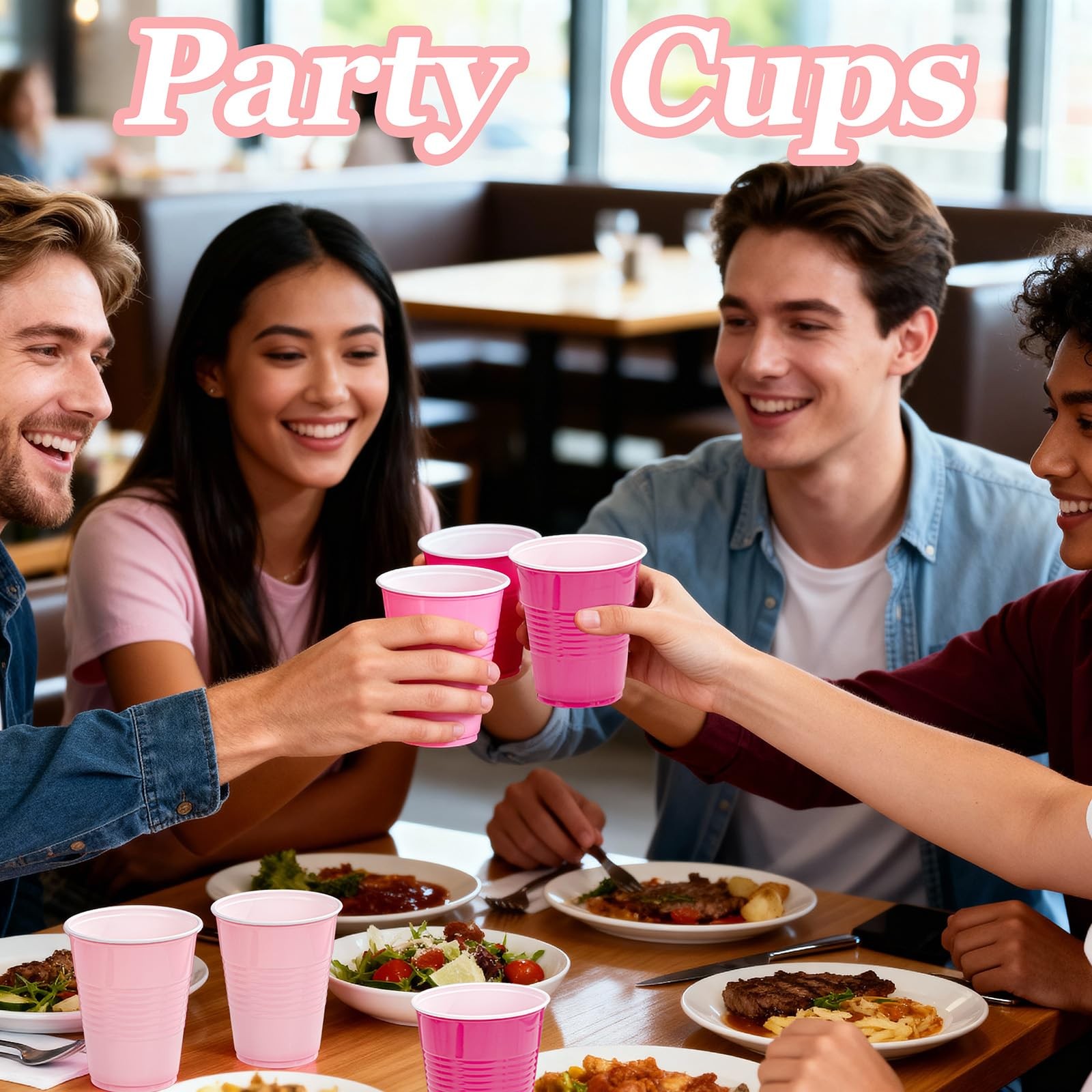 WELLIFE 12 OZ Pink Party Cups – 100 Pack Dual-Pink 100PCS, D-Pink&Hot