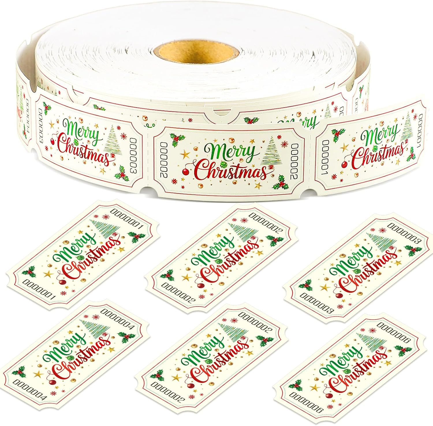 1000 Christmas Raffle Tickets Merry Christmas Carnival Raffle Tickets Red Num…