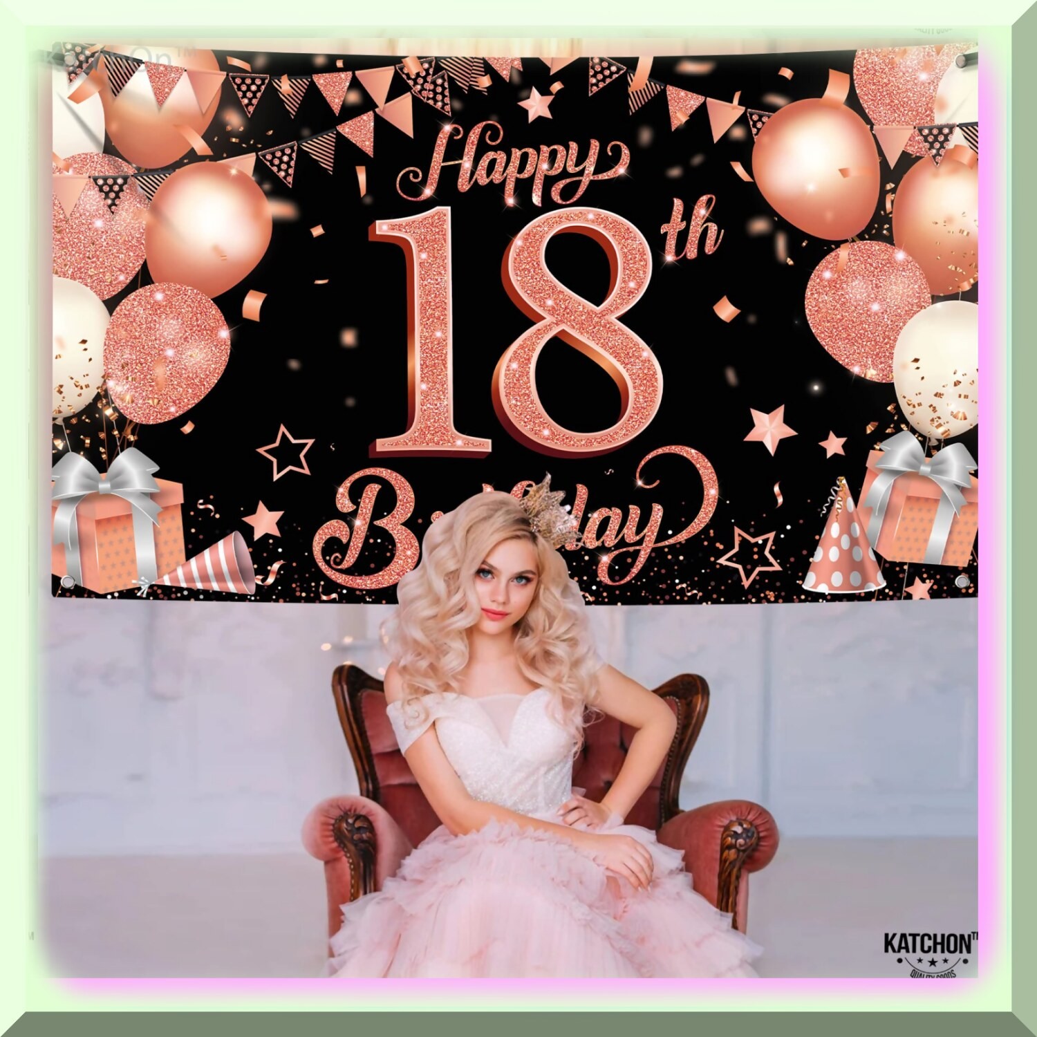Rose Gold 18th Birthday Celebration Banner