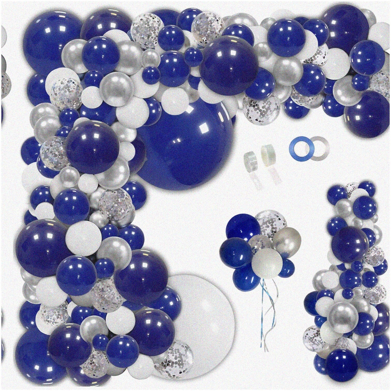 Navy Blue Silver Balloon Garland Kit for Graduation