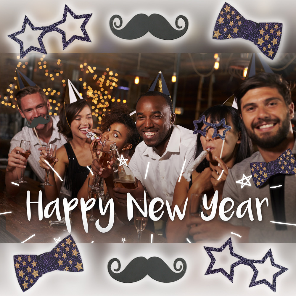 Deluxe New Year’s Eve Photo Party Props, Photo Booth Props for New Year Party