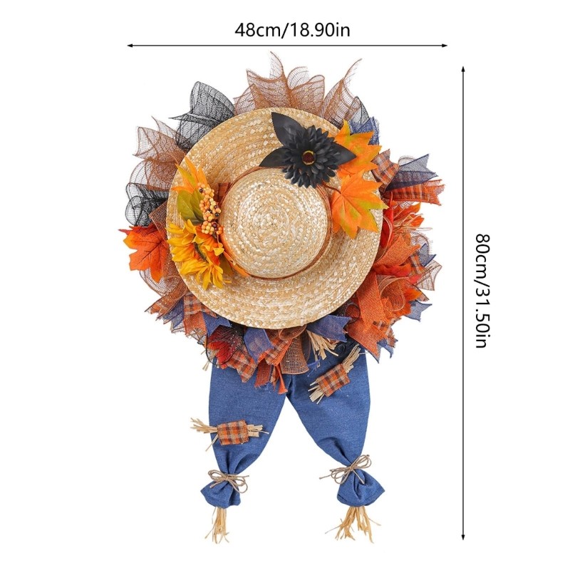Festives Theme Door Wreath Accessories Straw Hat Garlands for Indoor Outdoor